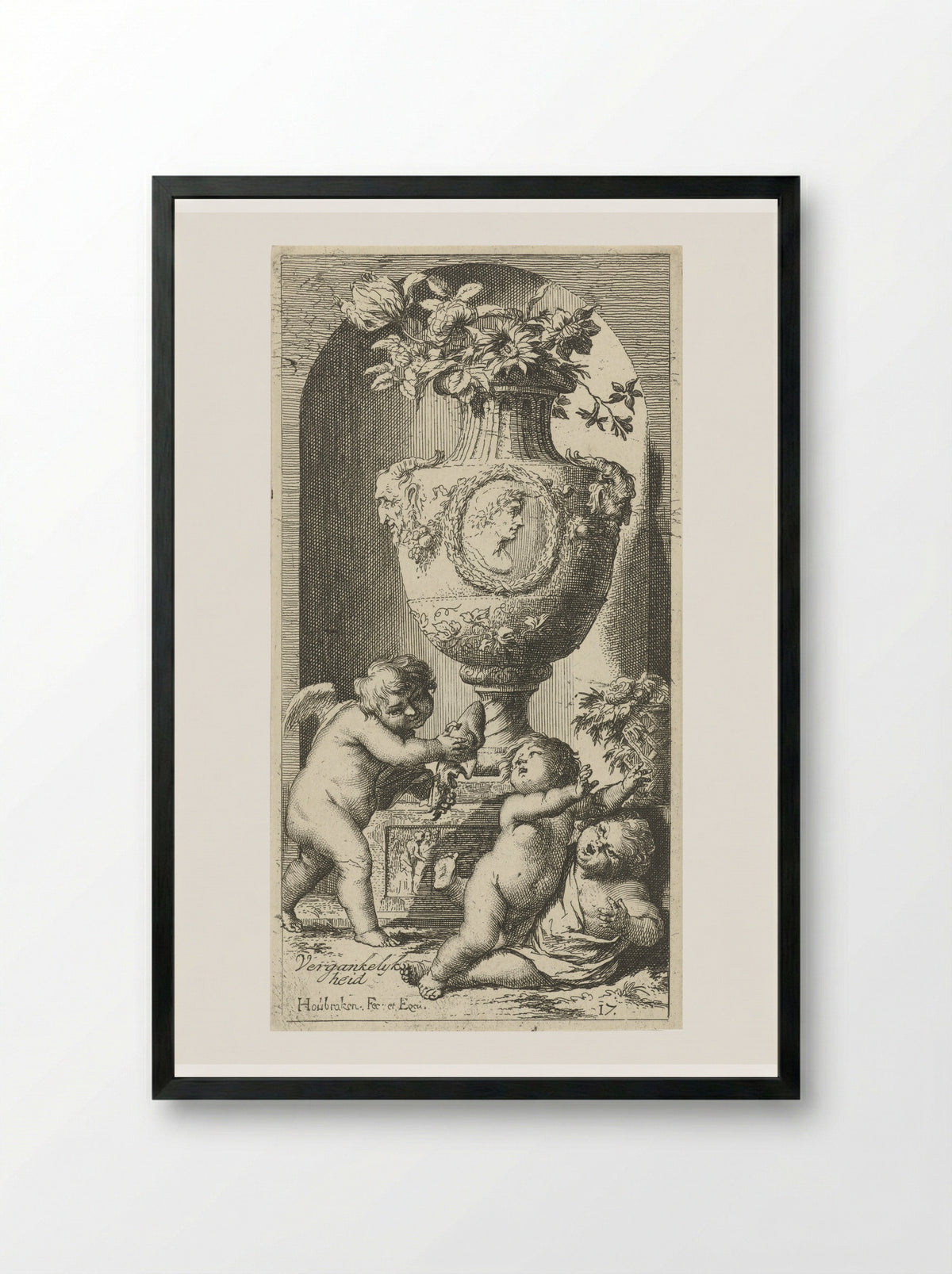 Allegorie op de vergankelijkheid - Leonard Schenk - Framed Print Black