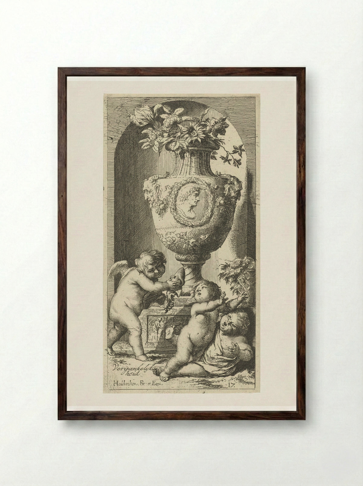 Allegorie op de vergankelijkheid - Leonard Schenk - Framed Print Dark Wood
