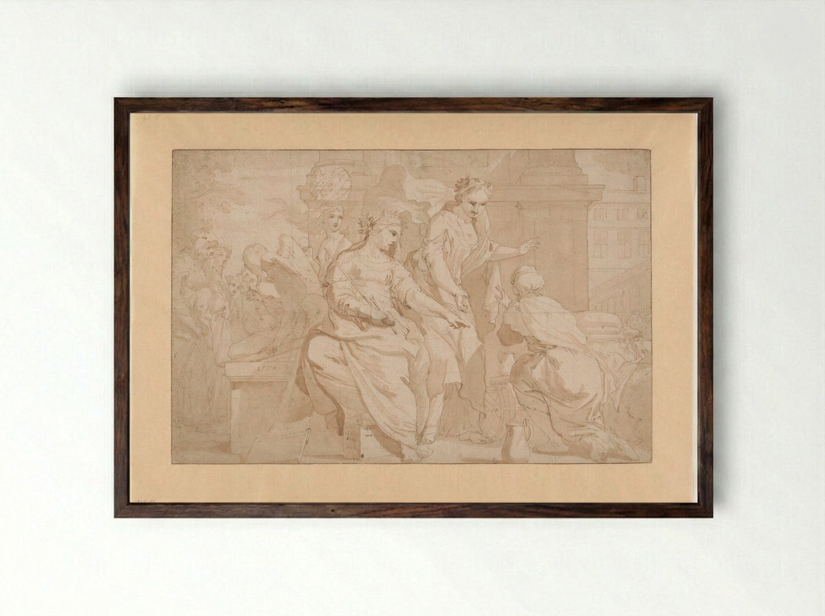 Allegorie op de verzorging in het Oudemannen- en vrouwengasthuis - Barend Graat - Framed Print Dark Wood