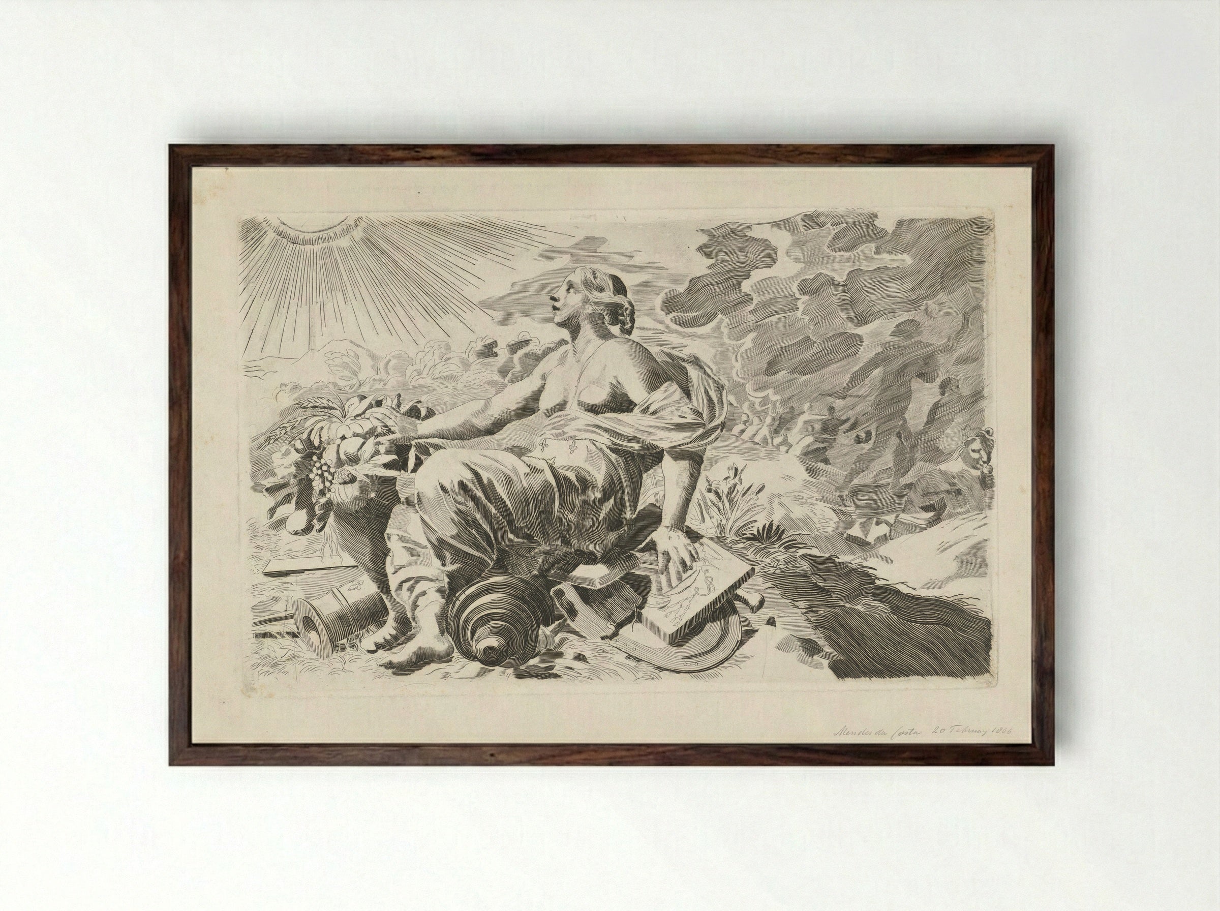 Allegorie op de voorspoed van een kardinaal - Samuel Henri Mendes da Costa - Framed Print Dark Wood