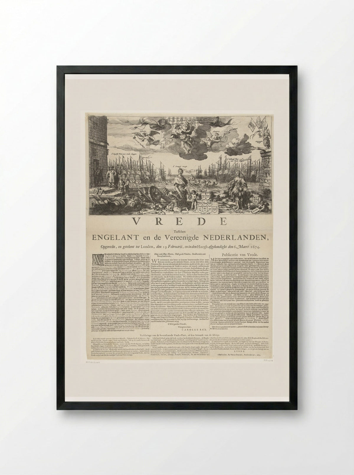 Allegorie op de vrede met Engeland - Salomon Savery - Framed Print Black