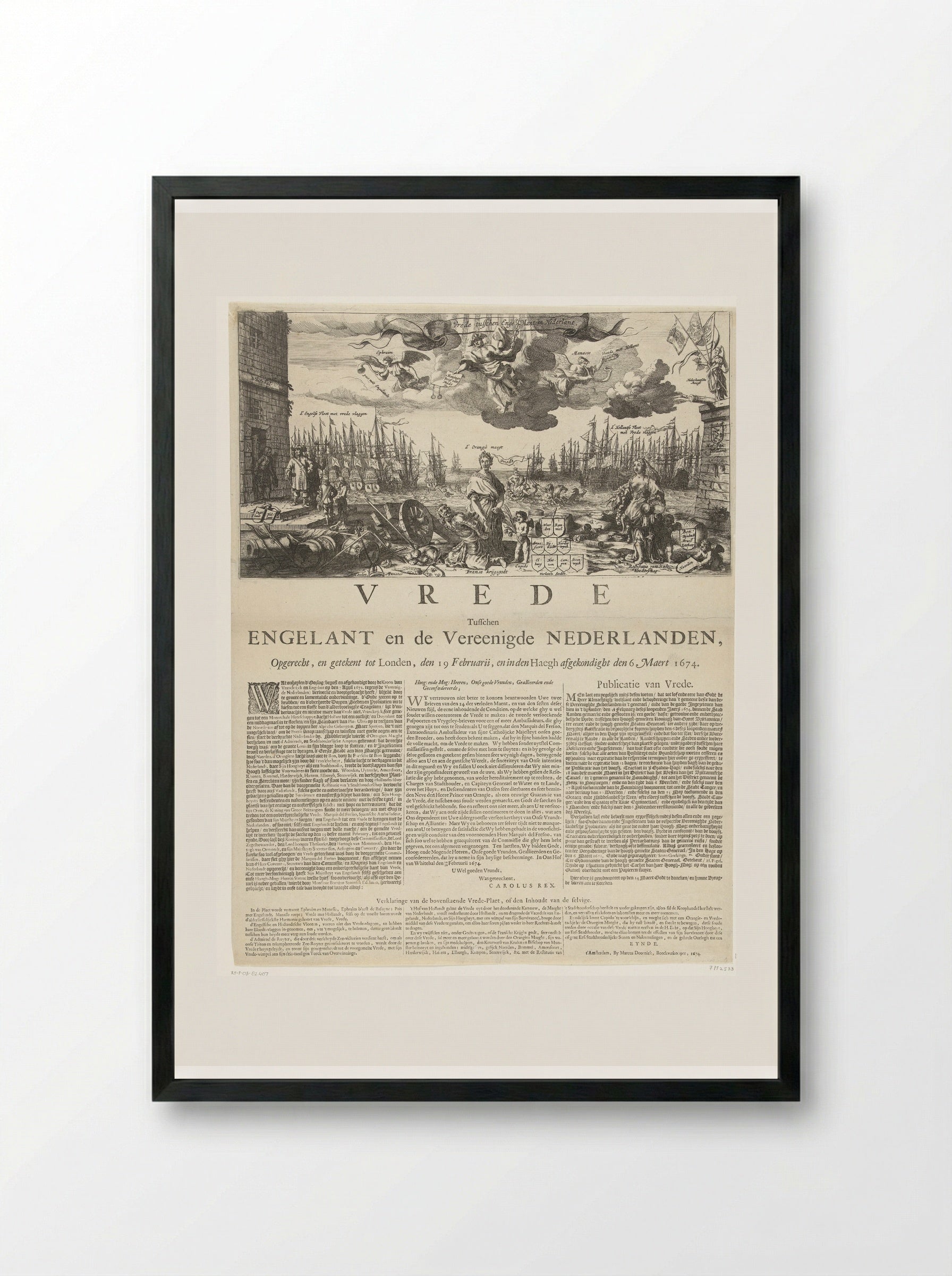 Allegorie op de vrede met Engeland - Salomon Savery - Framed Print Black