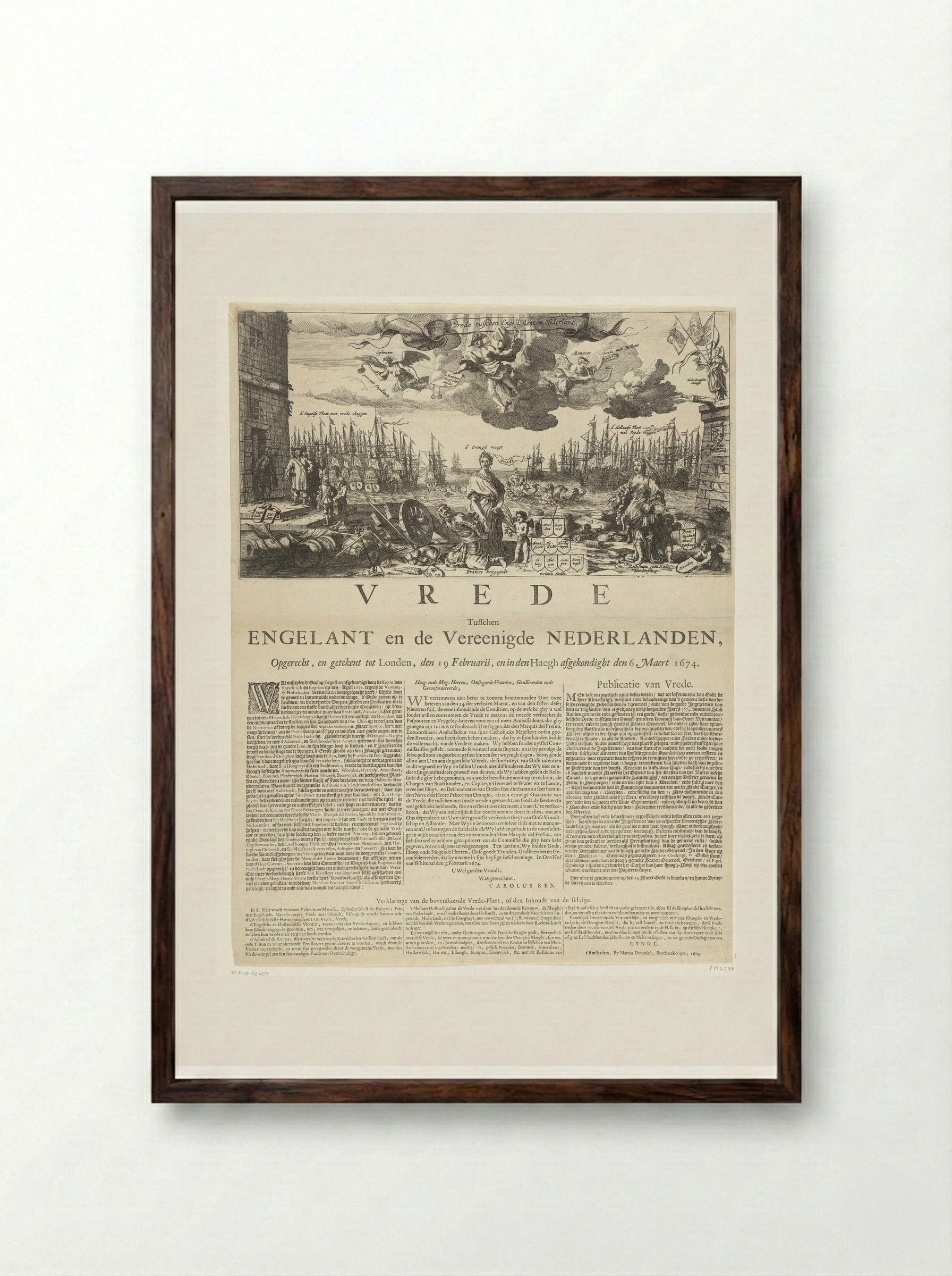 Allegorie op de vrede met Engeland - Salomon Savery - Framed Print Dark Wood