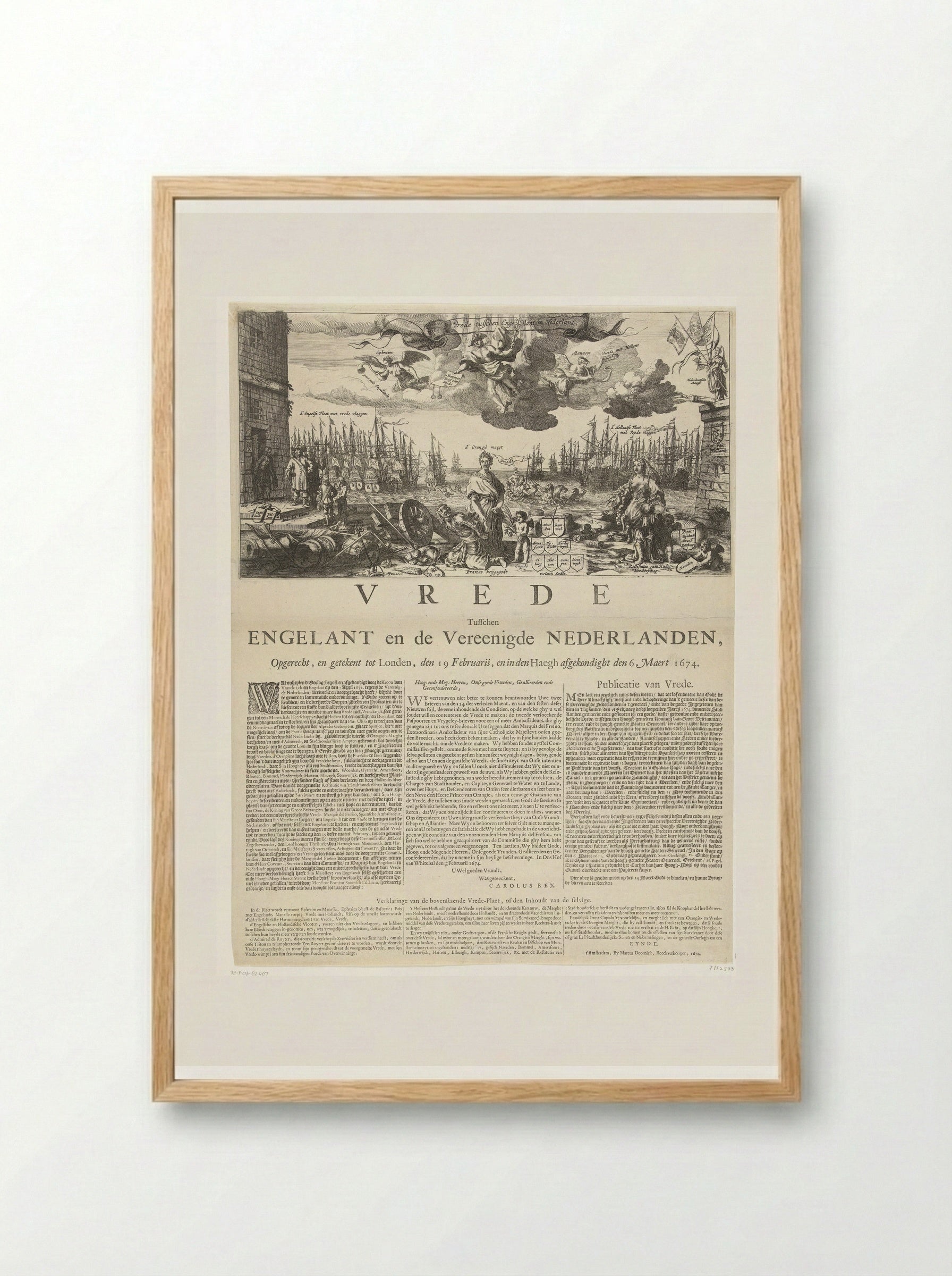 Allegorie op de vrede met Engeland - Salomon Savery - Framed Print Wood