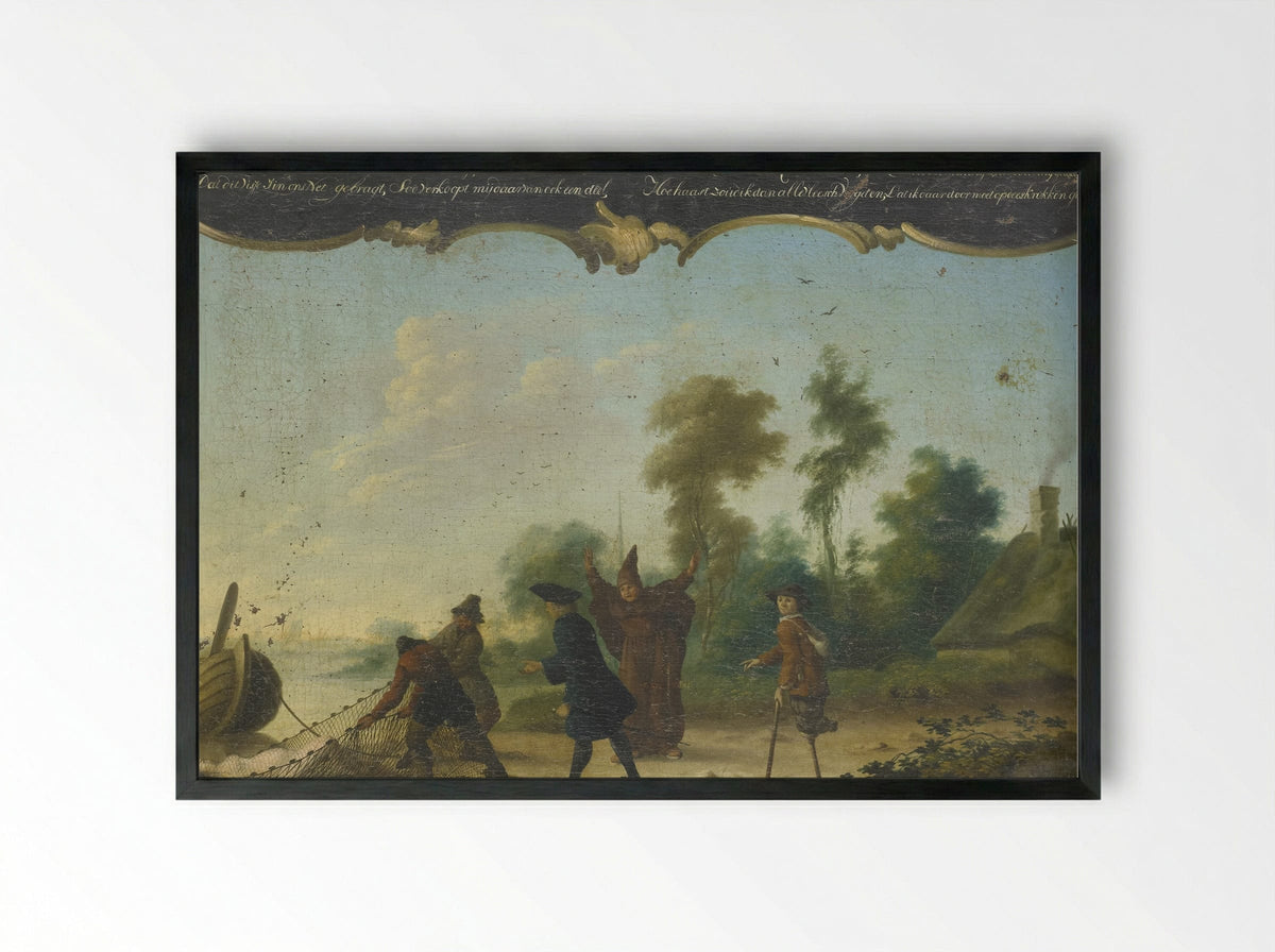 Allegorie op de vrije liefde - Joseph Pierre Vianey - Framed Print Black