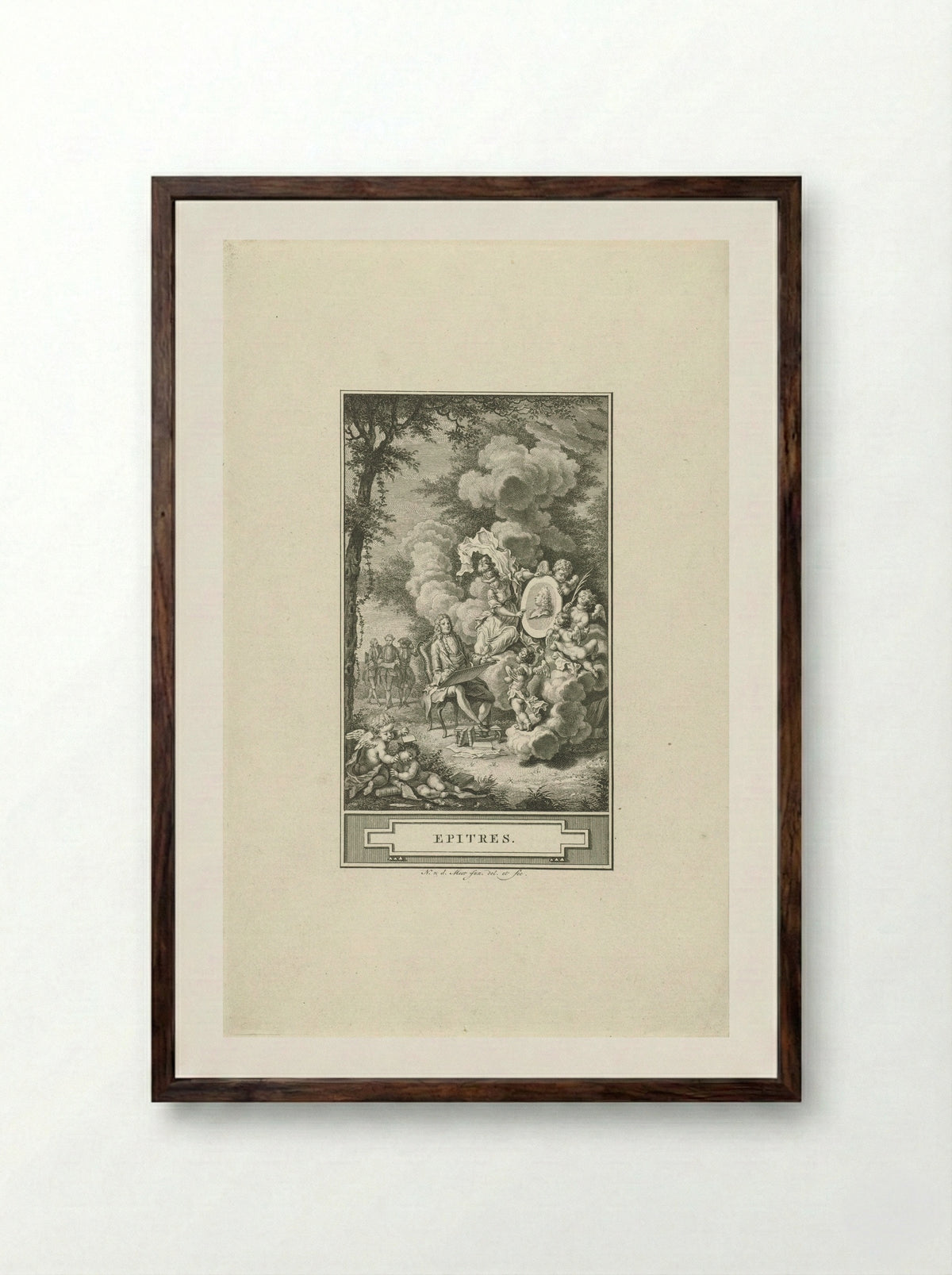 Allegorie op de werken van Nicholas Boileau-Despréaux - Daniël Jean Changuion - Framed Print Dark Wood