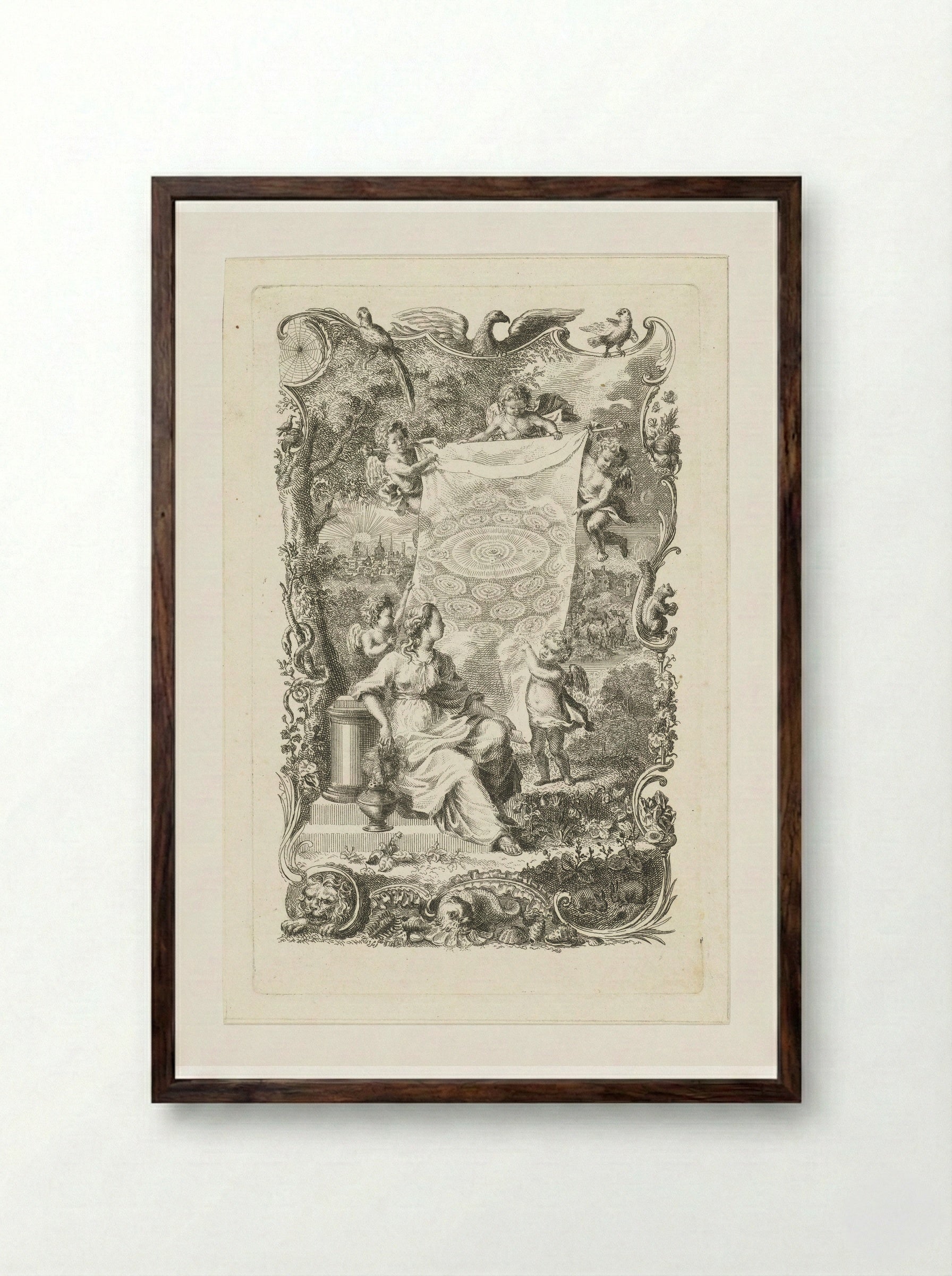Allegorie op het hemelse Jeruzalem - Abraham Delfos - Framed Print Dark Wood