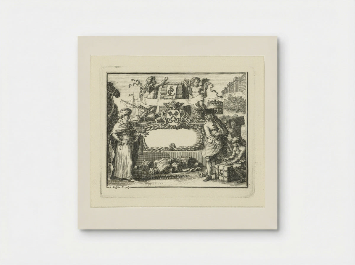 Allegorie op wolhandel in Leiden - Abraham Delfos - Poster