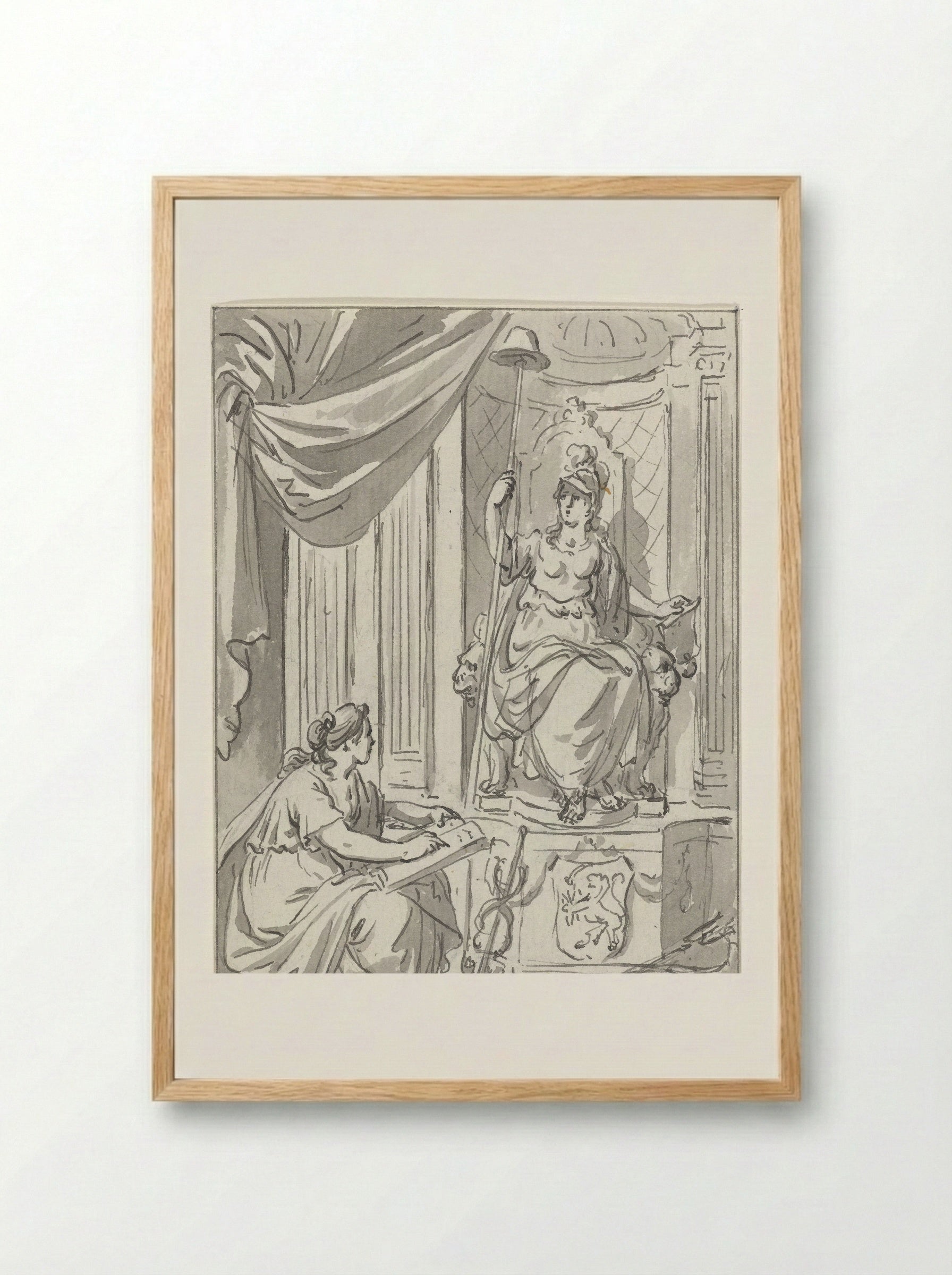 Allegorische voorstelling met de Vrijheid en Historia - Jacobus Buys - Framed Print Wood