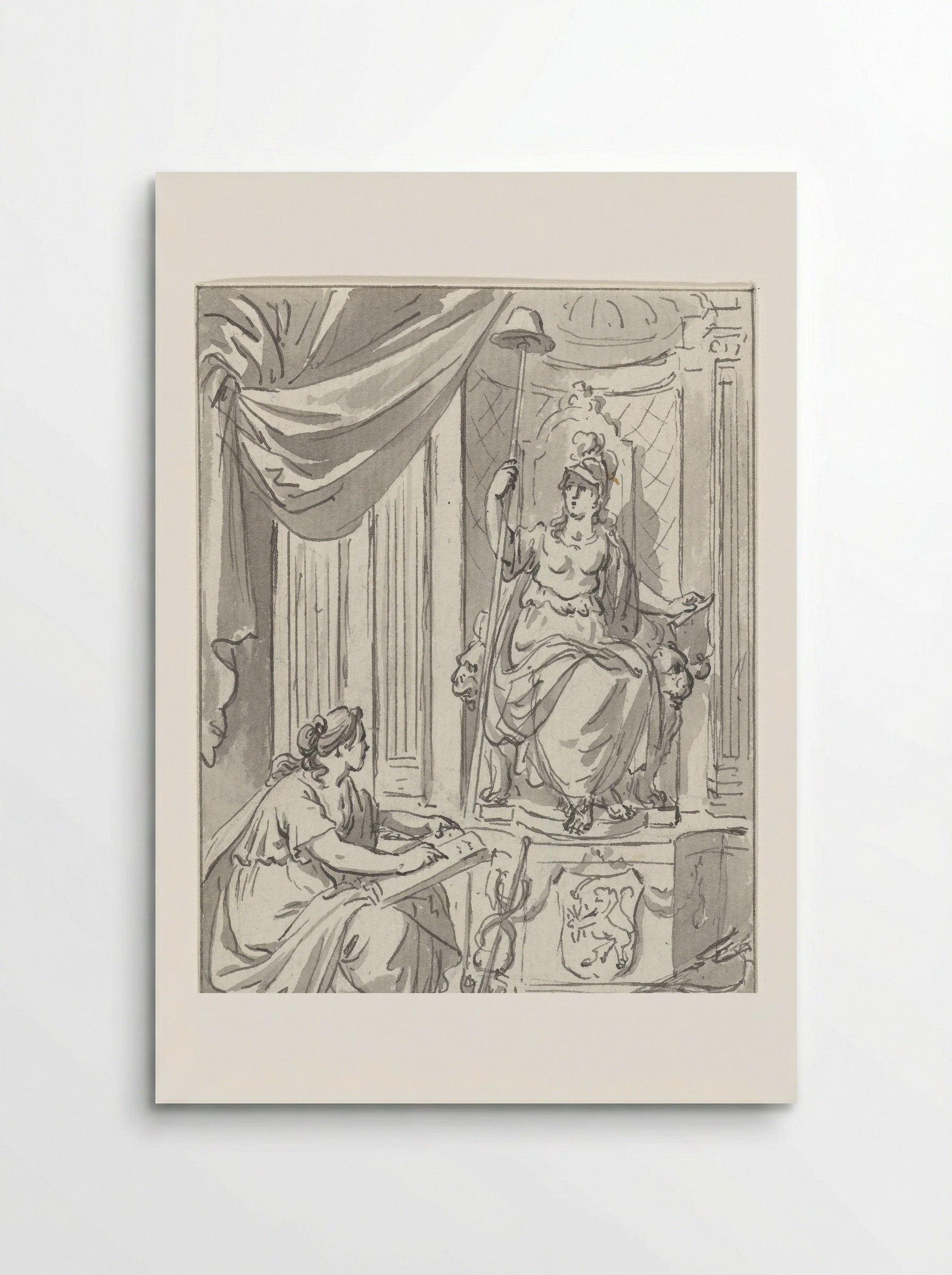 Allegorische voorstelling met de Vrijheid en Historia - Jacobus Buys - Poster