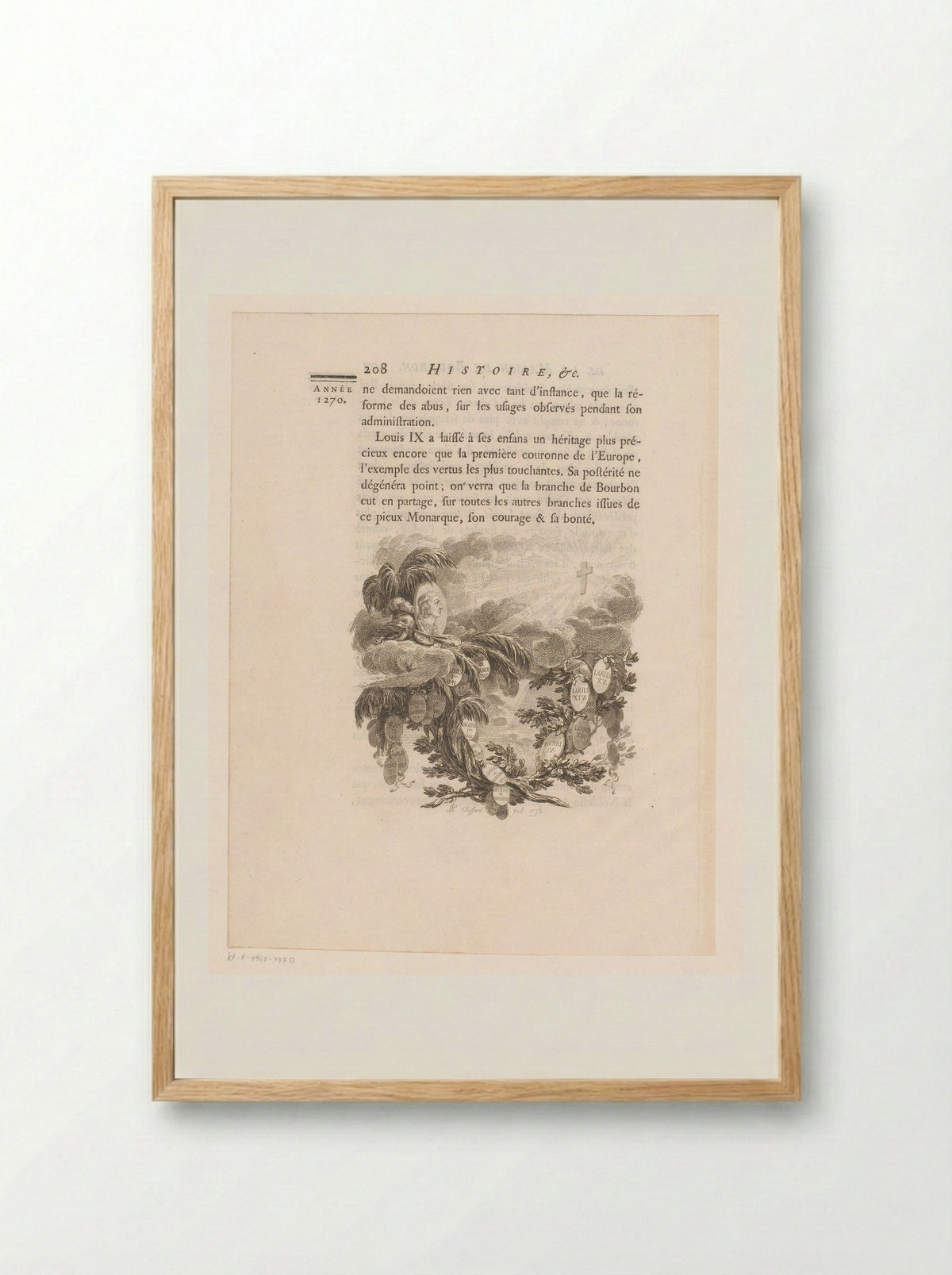 Allegorische voorstelling met stamboom en oplichtend kruis - Pierre-Philippe Choffard - Framed Print Wood