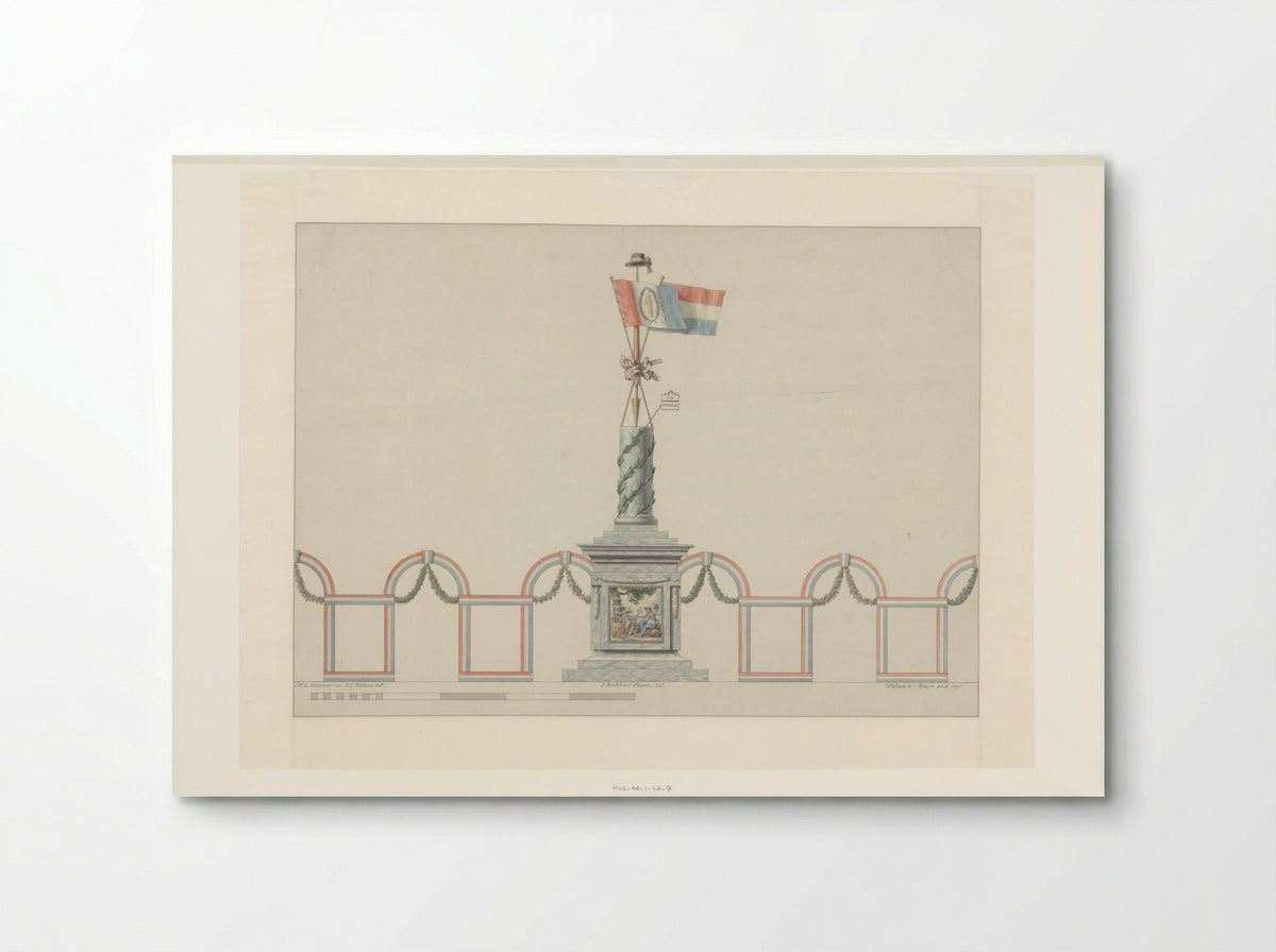 Allegorische zuil voor het Alliantiefeest op het Amstelveld te Amsterdam, 19 juni 1795 - Fine Art Print - Poster