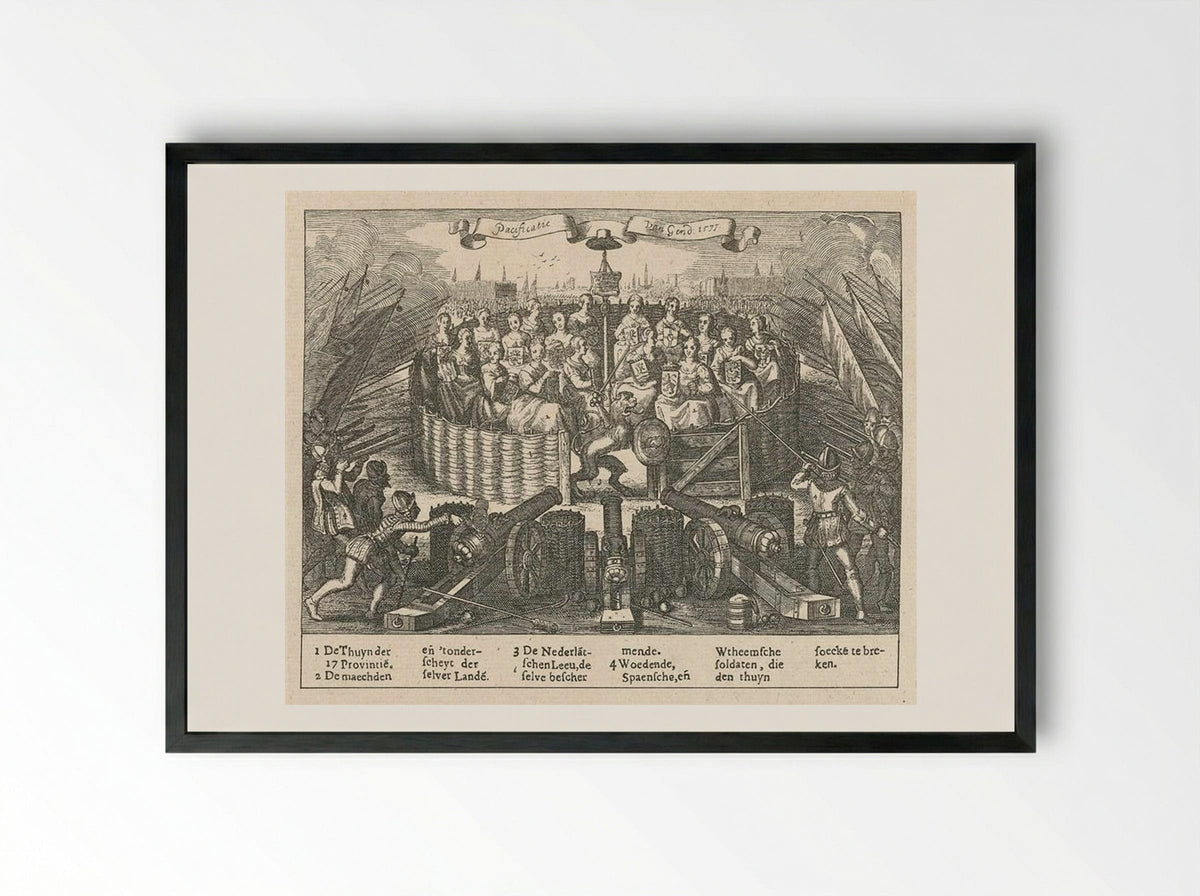 Allegory depicting the Pacification of Ghent - Adriaen van de Venne - Framed Print Black