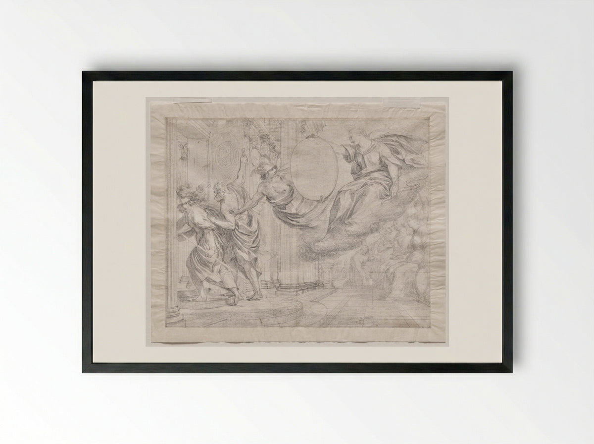 Allegory in Honor of Claude de Mesmes, Count d'Avaux - Grégoire Huret - Framed Print Black