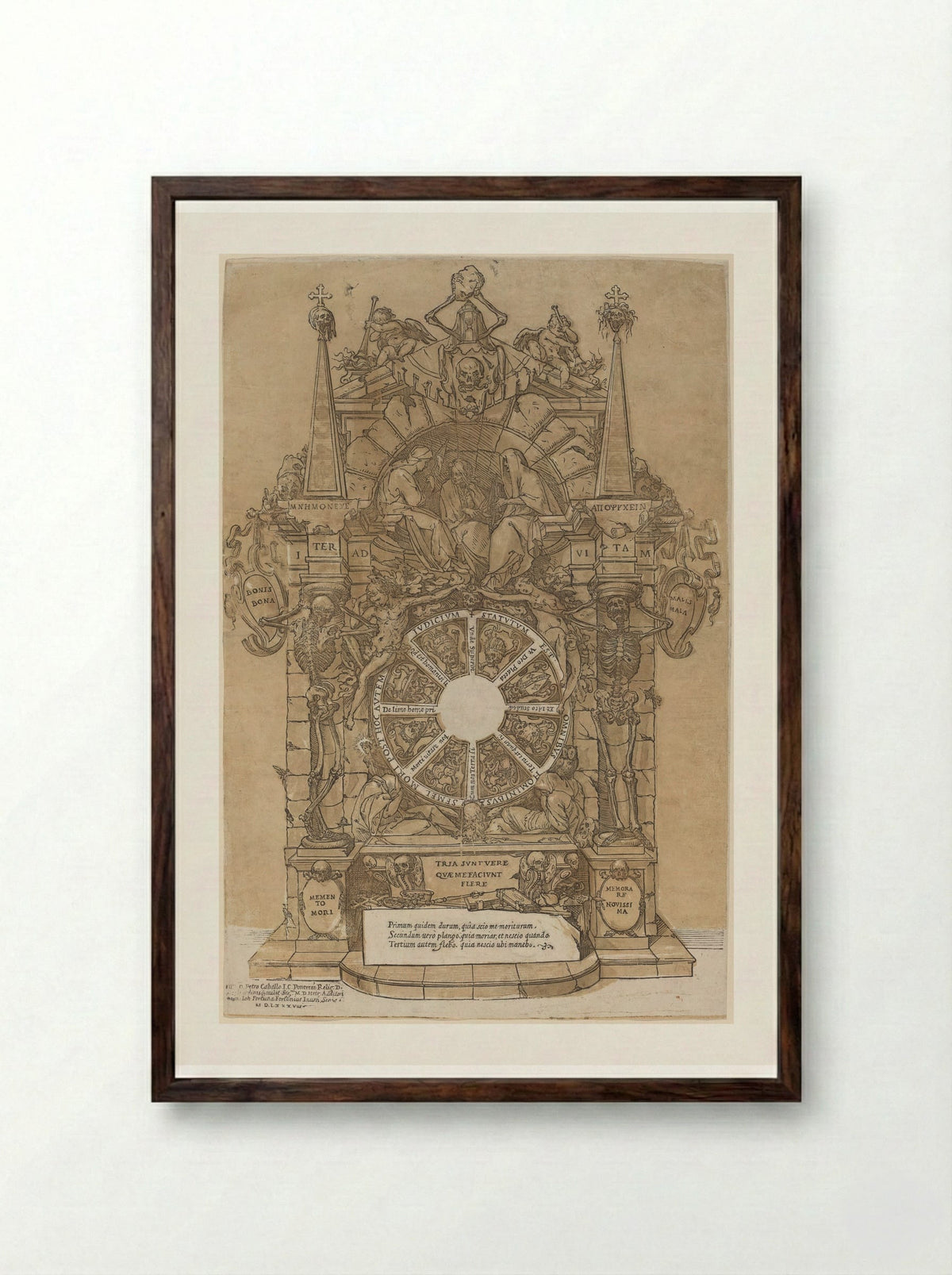 Allegory of Death - Andrea Andreani - Framed Print Dark Wood