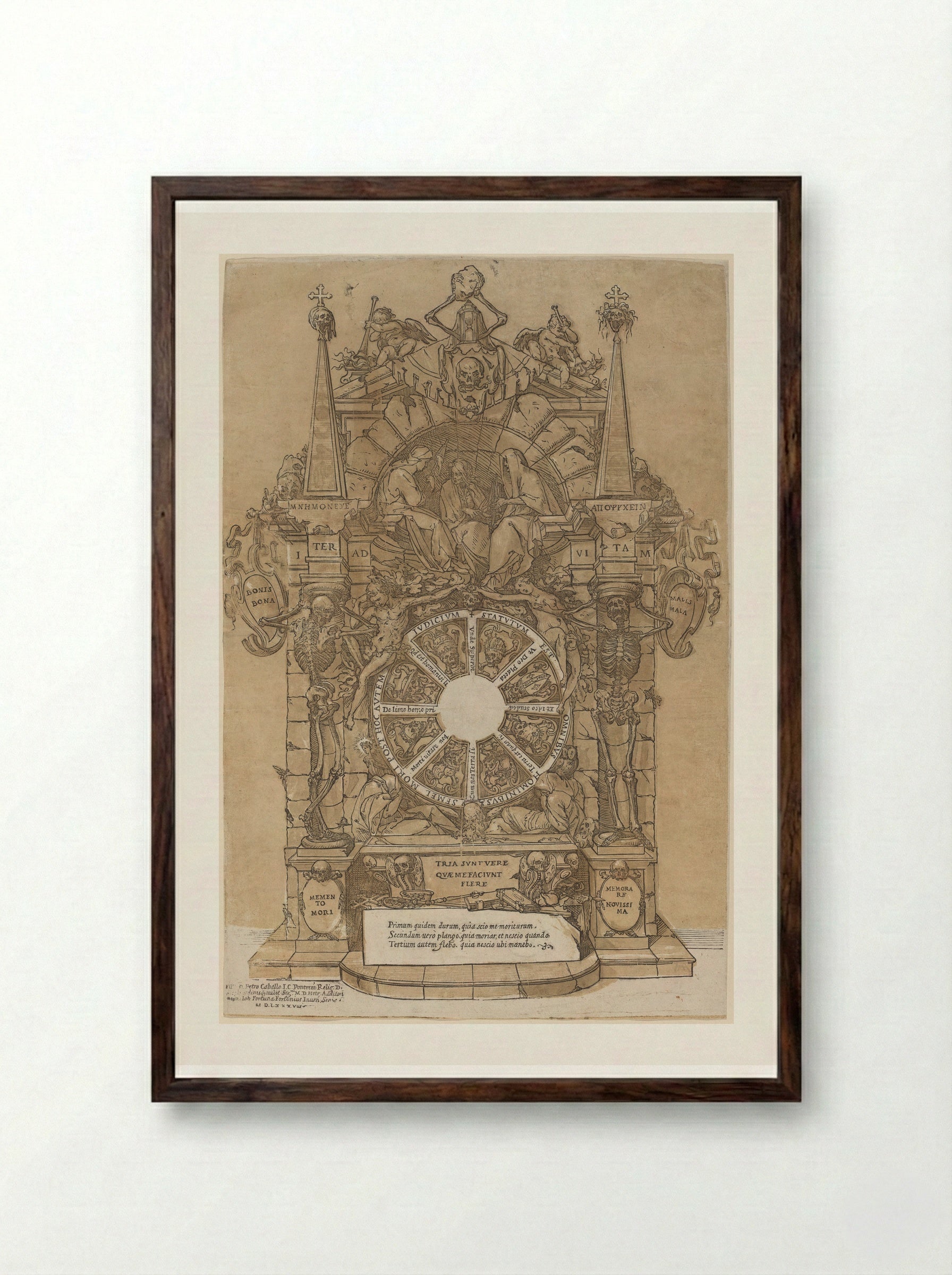 Allegory of Death - Andrea Andreani - Framed Print Dark Wood