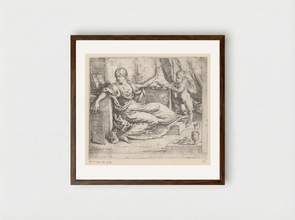 Allegory of Learning - Guido Reni - Framed Print Dark Wood