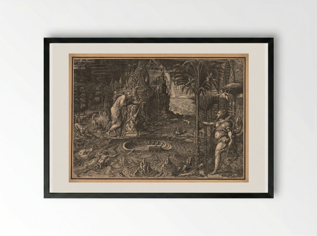Allegory of Life - Giorgio Ghisi - Framed Print Black