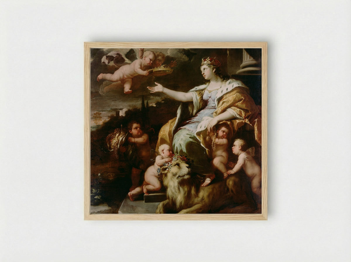 Allegory of Magnanimity - Luca Giordano - Framed Print Wood
