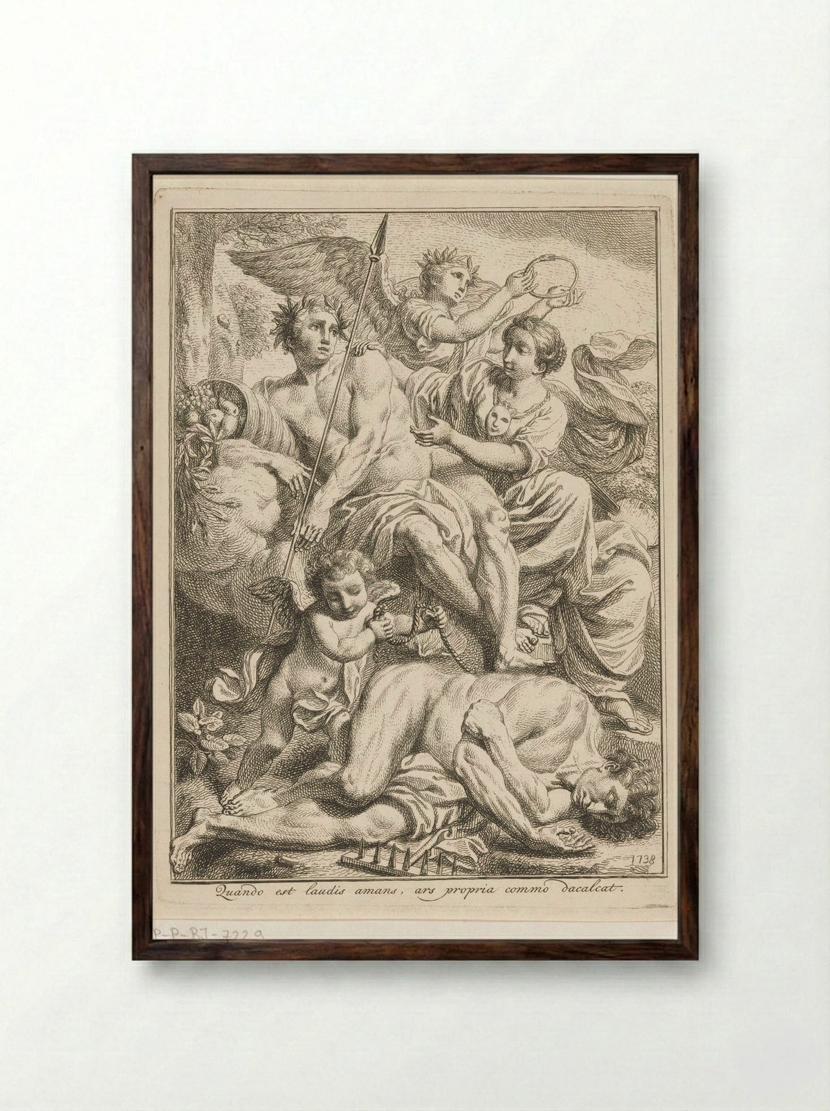 Allegory of Painting Crowned by Eternity - Louis Fabritius Dubourg - Framed Print Dark Wood