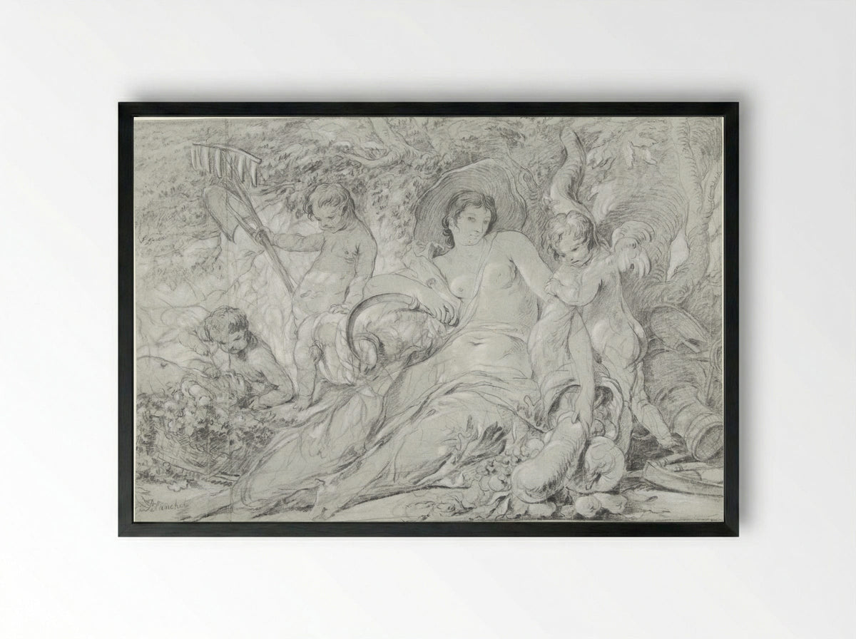 Allegory of Summer - Louis Gabriel Blanchet - Framed Print Black