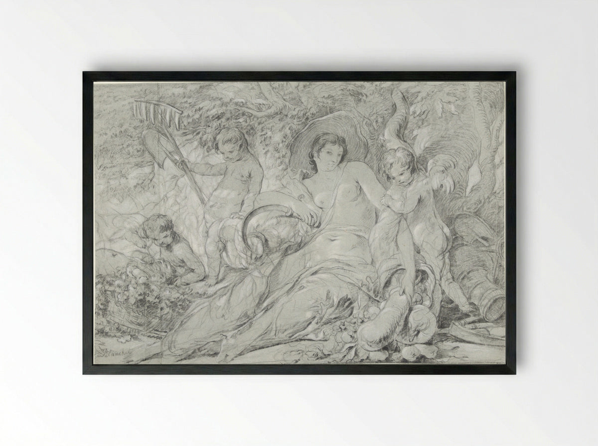 Allegory of Summer - Louis Gabriel Blanchet - Framed Print Black