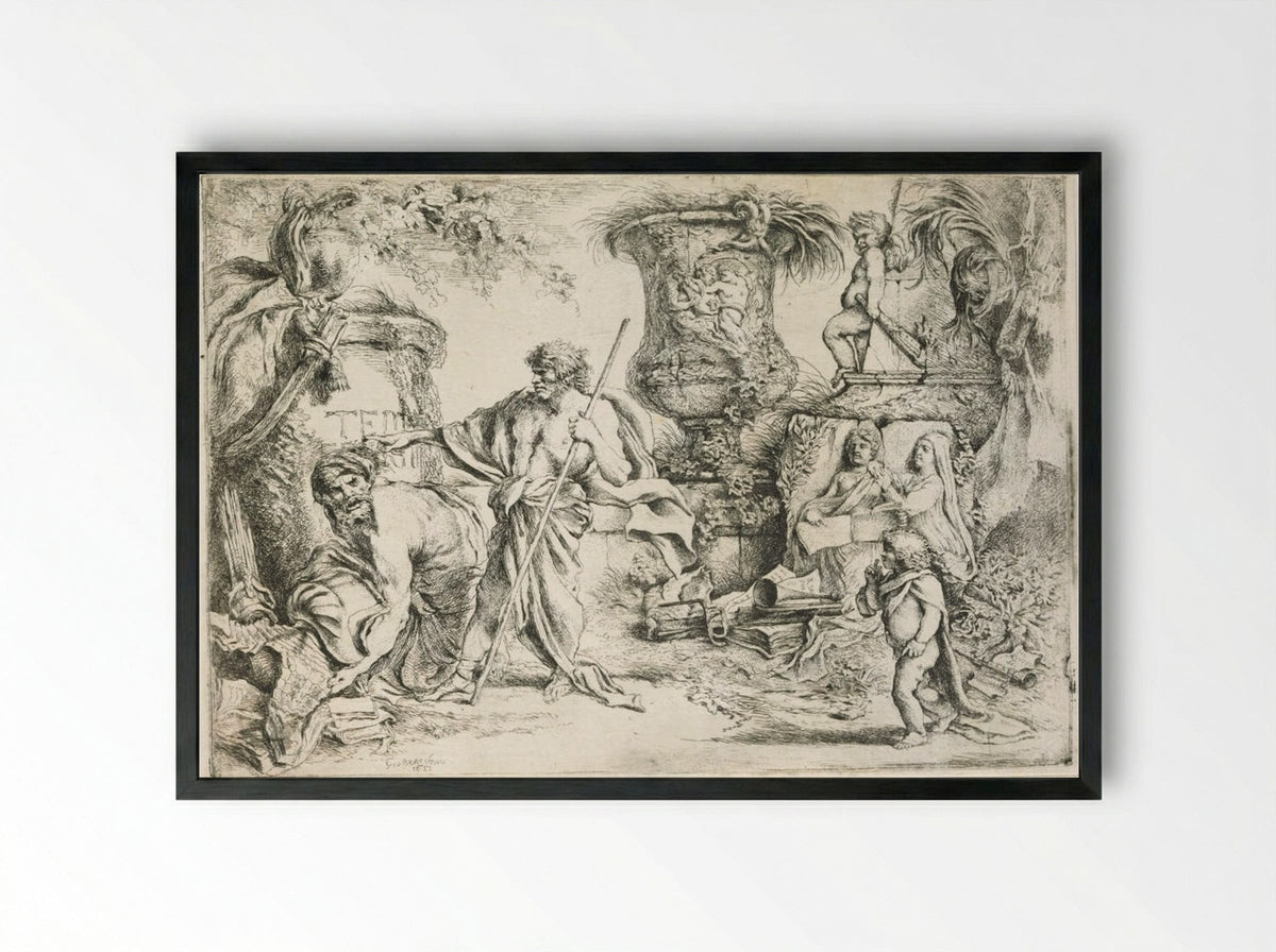 Allegory of Transience - Giovanni Benedetto Castiglione - Framed Print Black