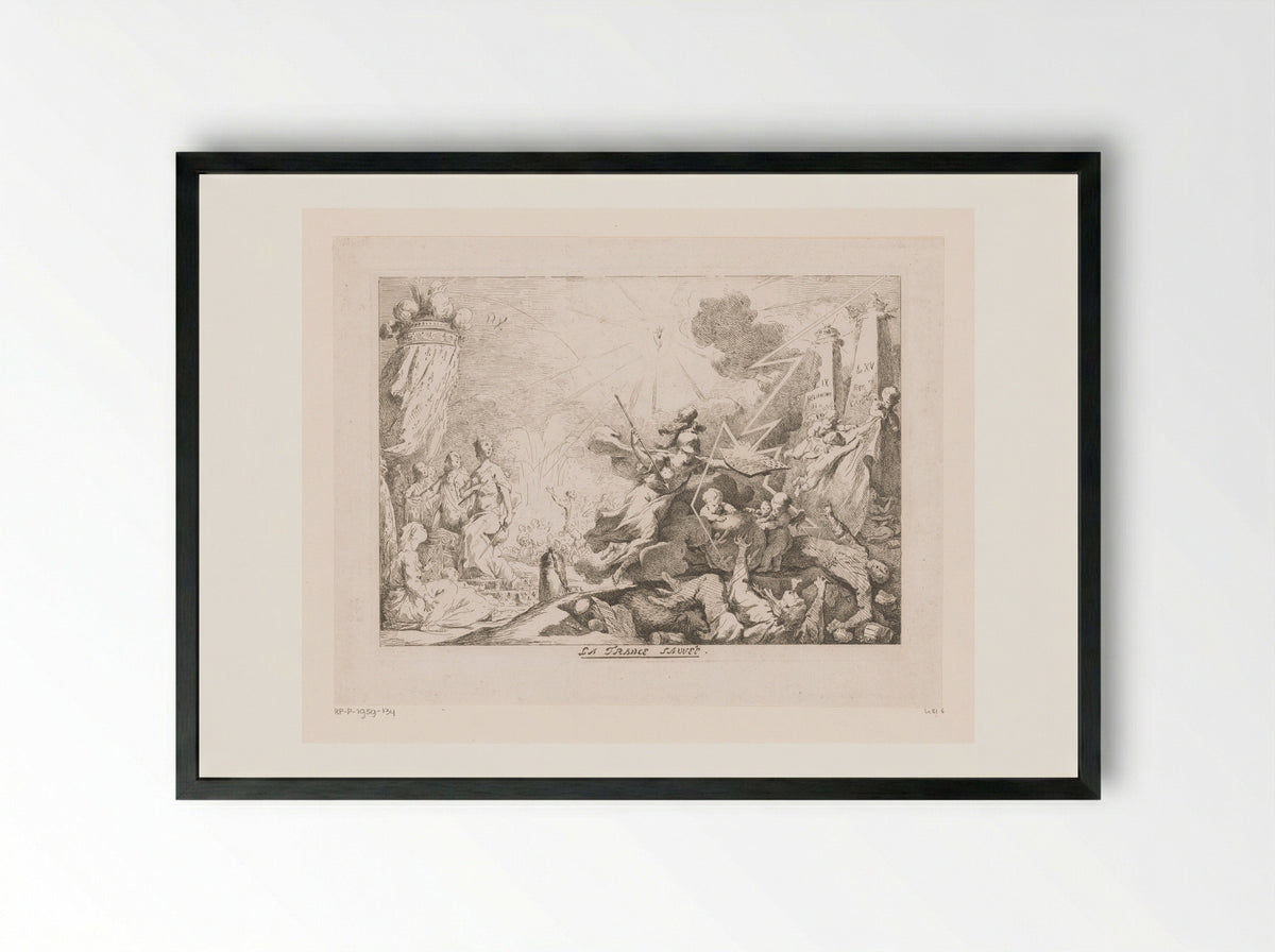 Allegory of the Accession of Louis XVI - Jean Bernard Restout - Framed Print Black