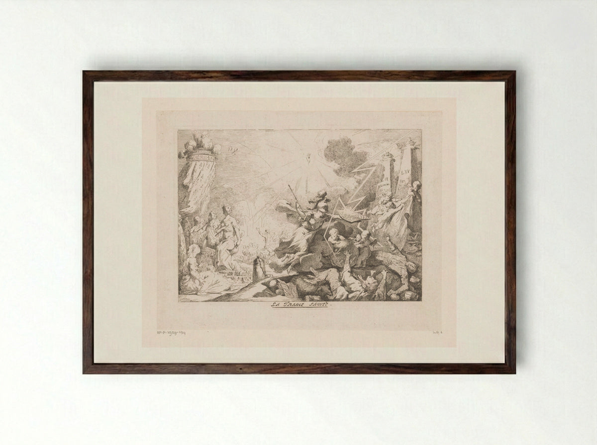 Allegory of the Accession of Louis XVI - Jean Bernard Restout - Framed Print Dark Wood