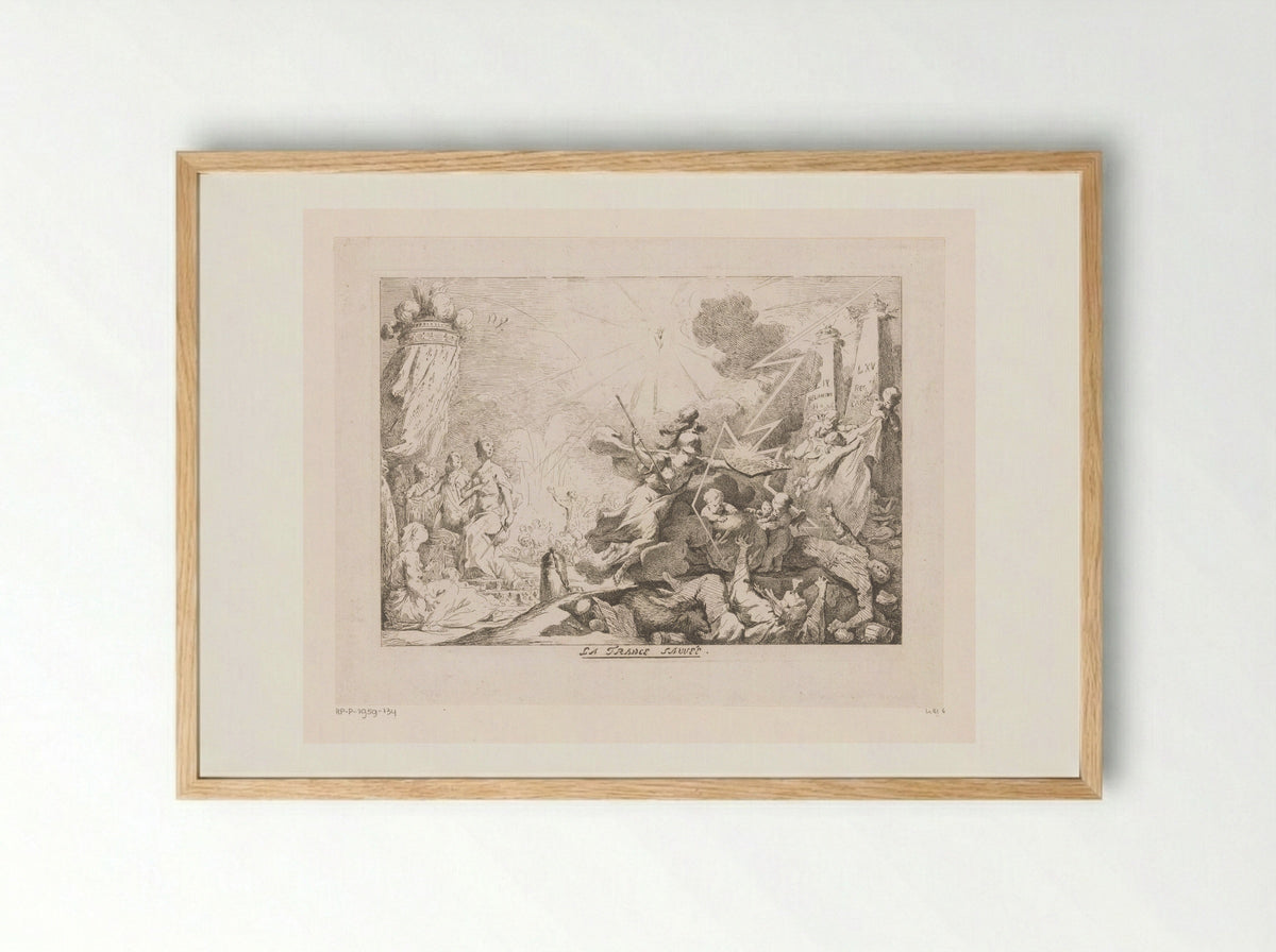 Allegory of the Accession of Louis XVI - Jean Bernard Restout - Framed Print Wood