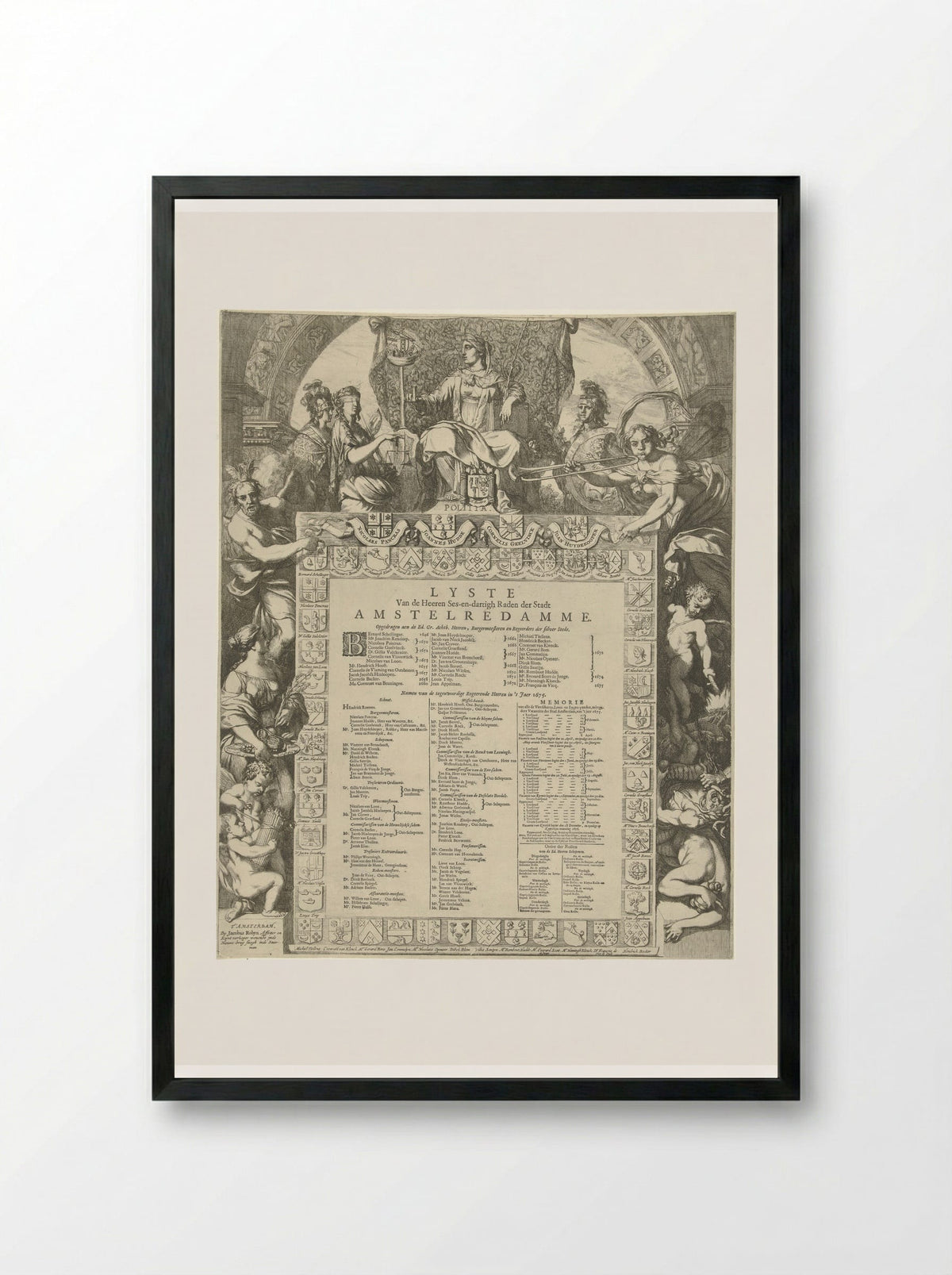 Allegory of the Amsterdam City Government - Gerard de Lairesse - Framed Print Black