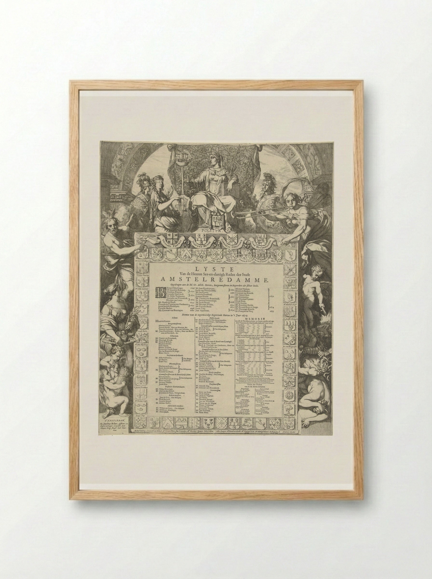 Allegory of the Amsterdam City Government - Gerard de Lairesse - Framed Print Wood