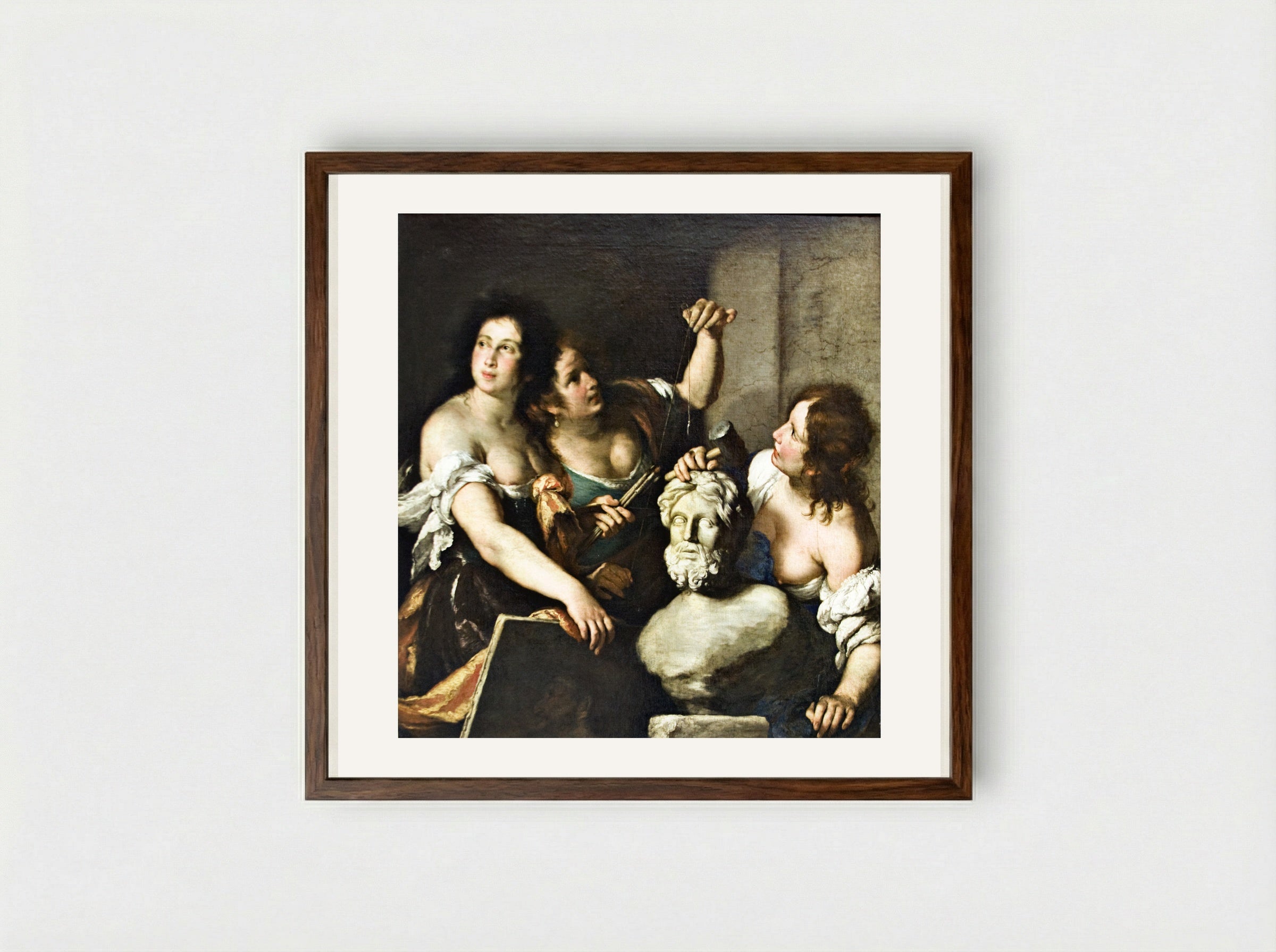 Allegory of the Arts - Bernardo Strozzi - Framed Print Dark Wood