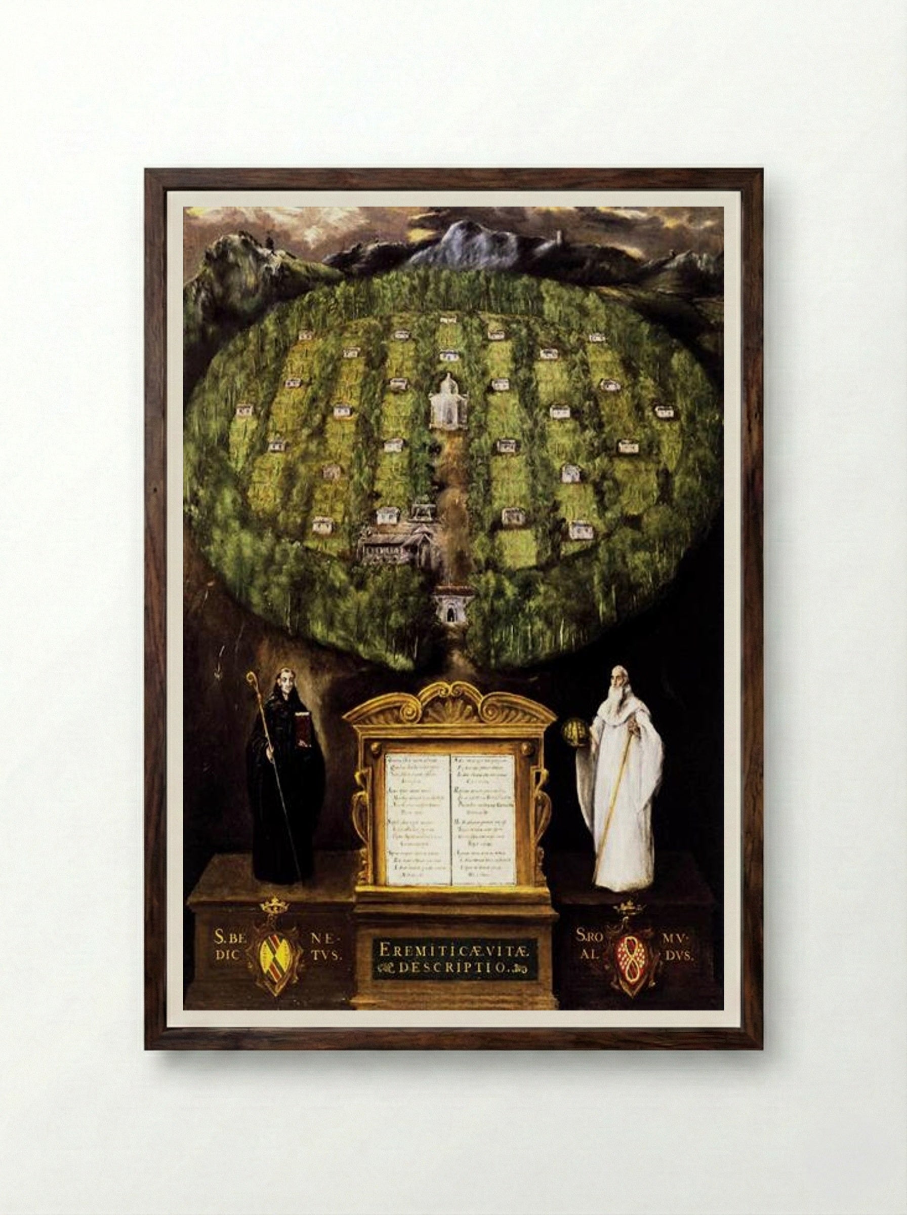 Allegory of the Camaldolese Order - El Greco - Framed Print Dark Wood