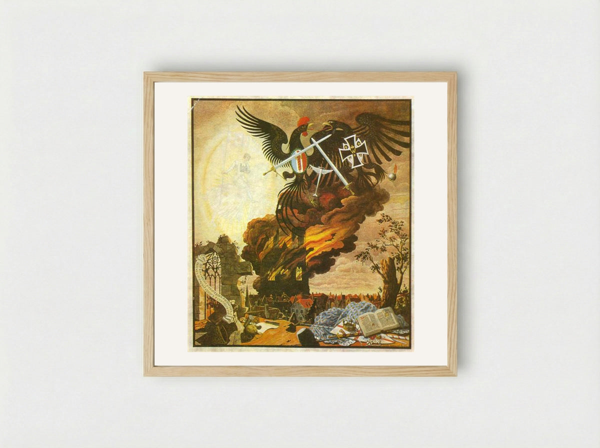 Allegory of the Destruction of the Cathedral at Reims - Heorhiy Narbut - Framed Print Wood