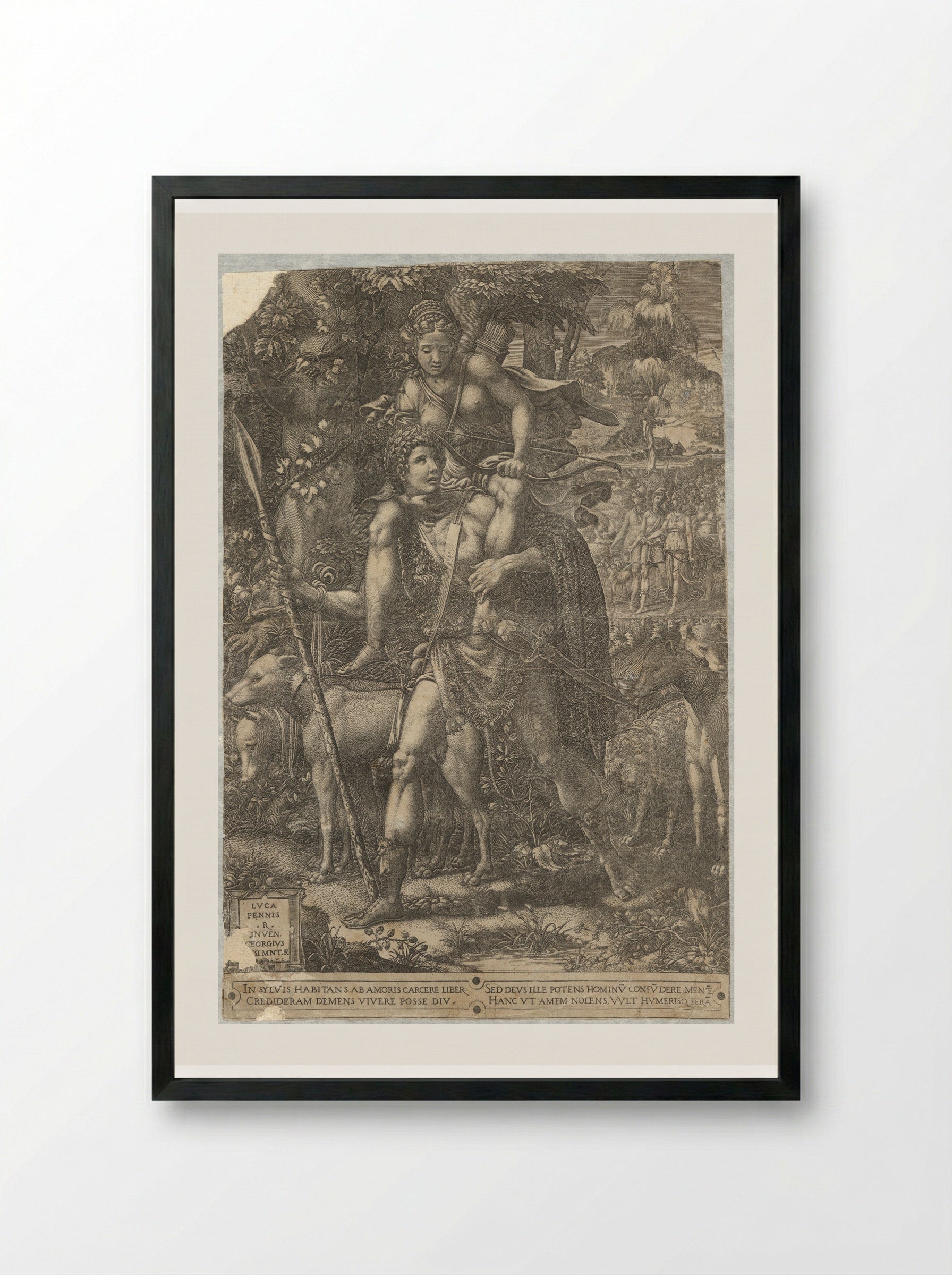 Allegory of the Hunt - Giorgio Ghisi - Framed Print Black