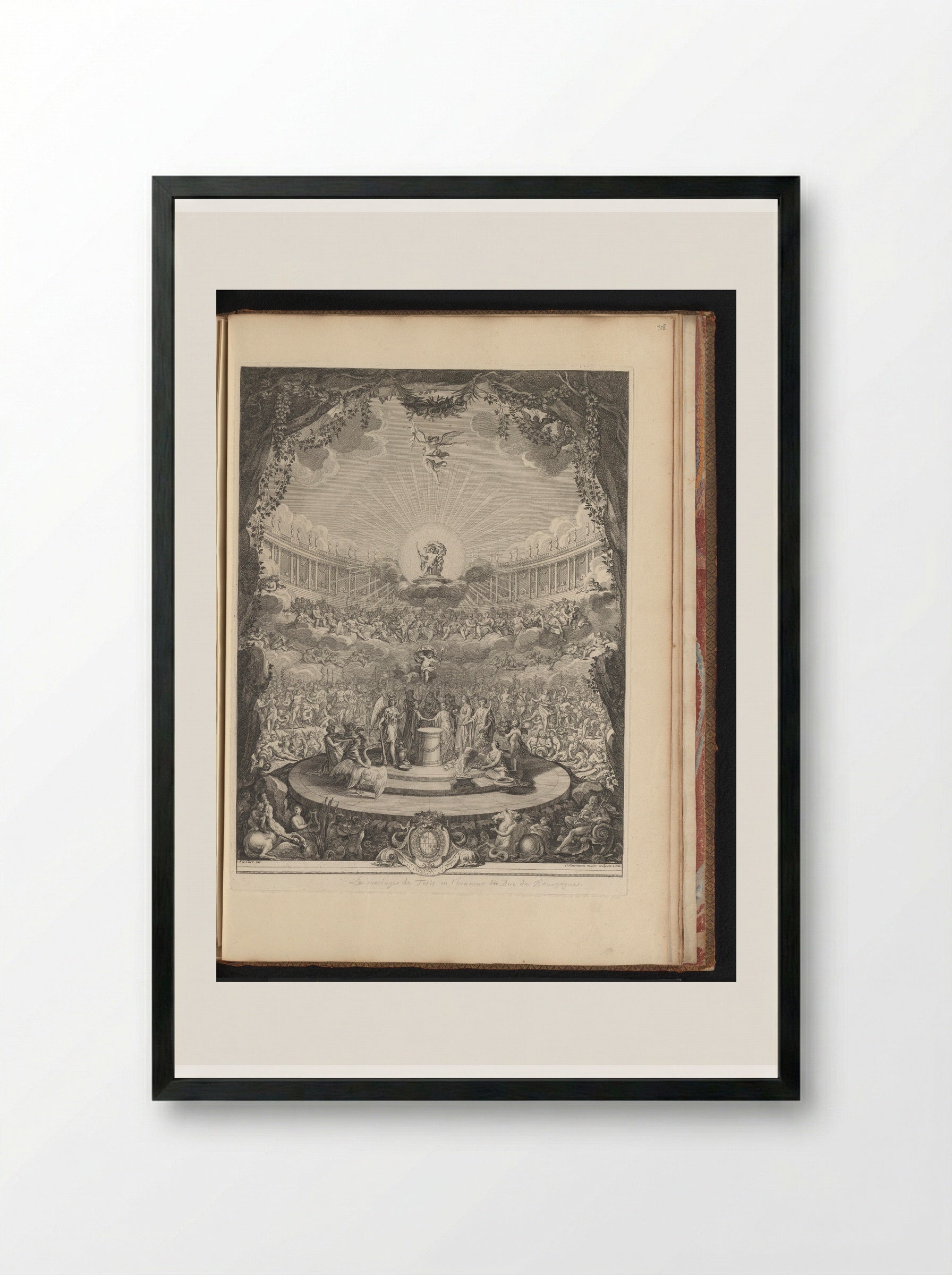Allegory of the Marriage of Louis, Duke of Burgundy and Marie Adélaïde of Savoy - Gérard Audran - Framed Print Black