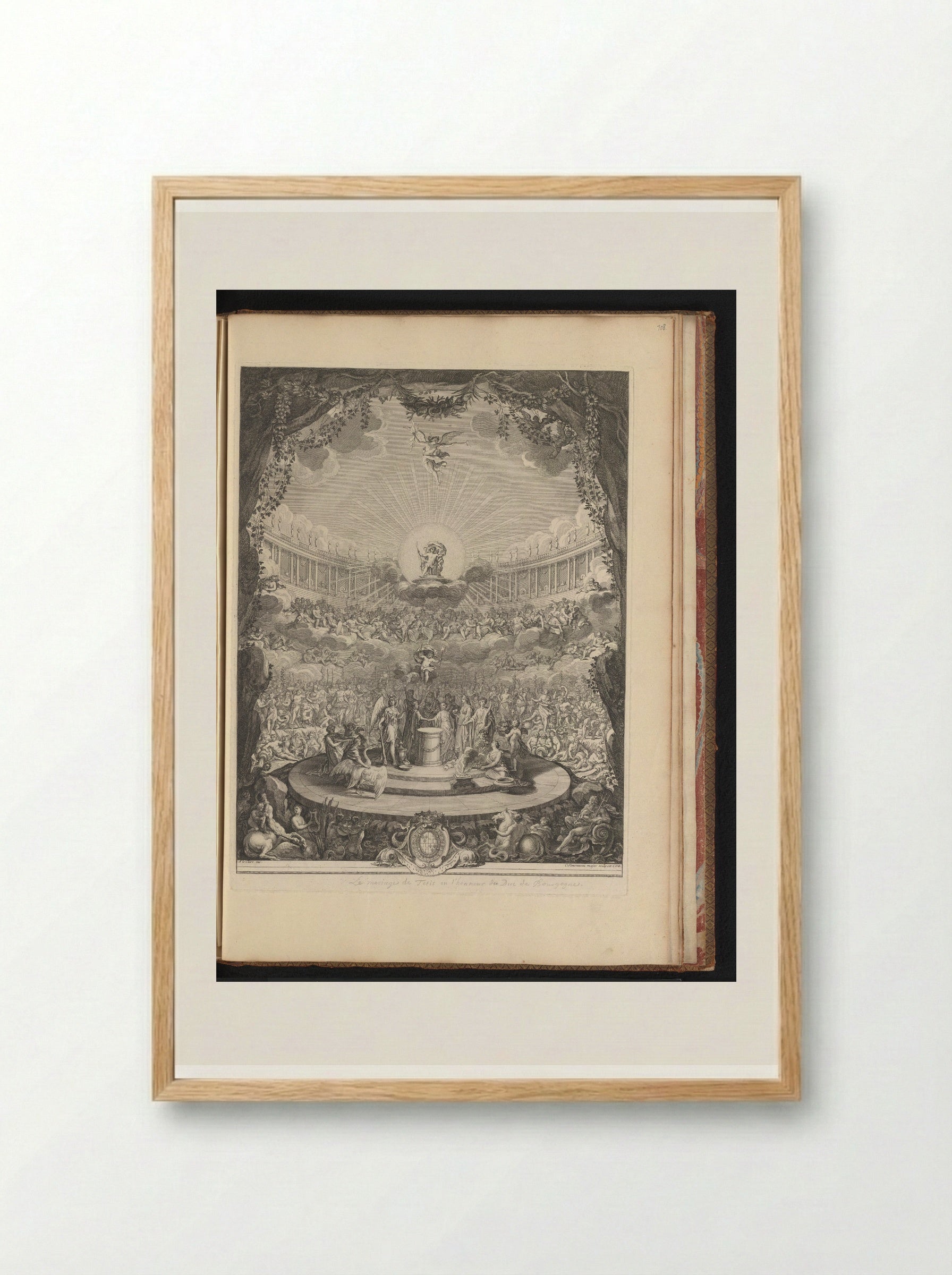 Allegory of the Marriage of Louis, Duke of Burgundy and Marie Adélaïde of Savoy - Gérard Audran - Framed Print Wood