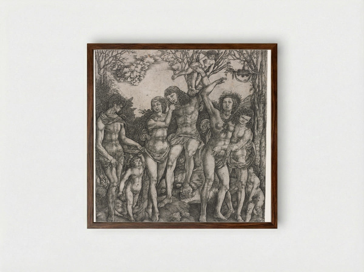 Allegory of the Power of Love - Cristofano Robetta - Framed Print Dark Wood