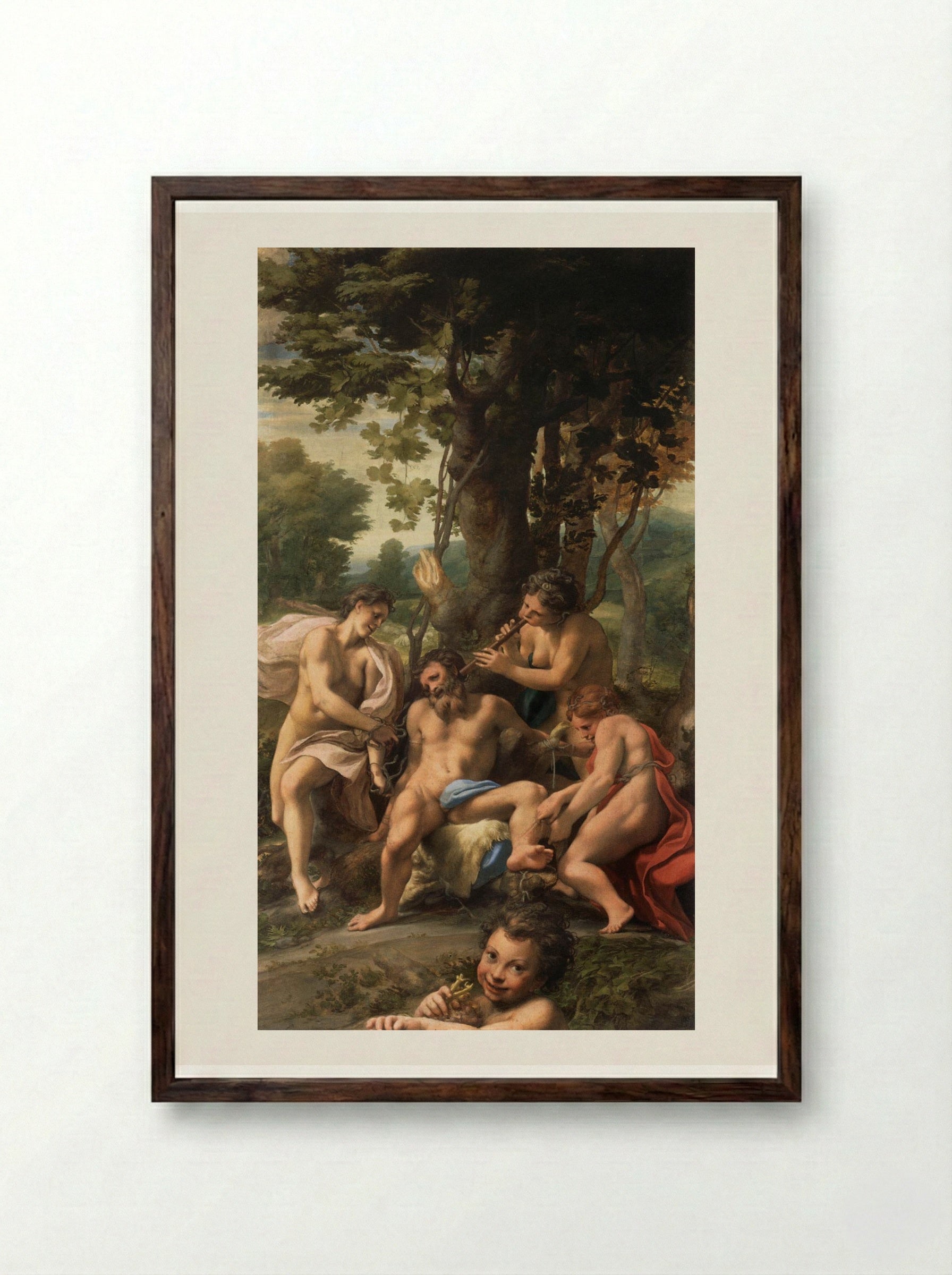 Allegory of the Vices - Correggio - Framed Print Dark Wood