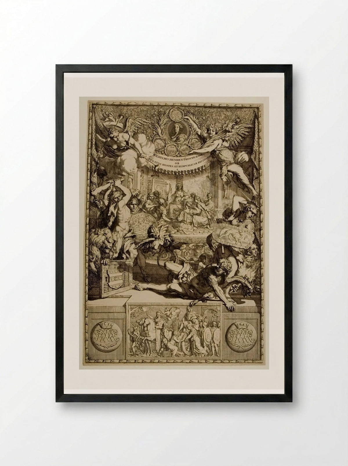 Allegory on the Glory of Willem III, Prince of Orange - Gérard de Lairesse - Framed Print Black