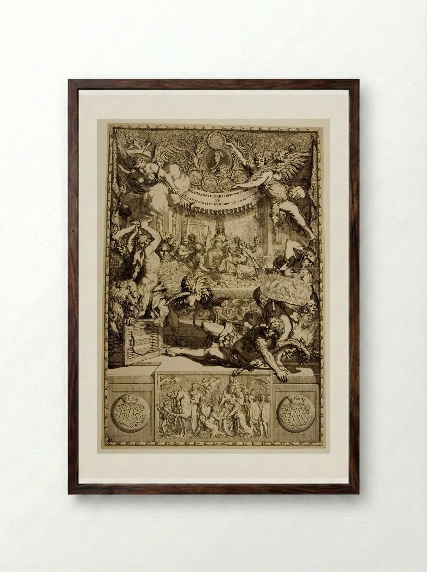 Allegory on the Glory of Willem III, Prince of Orange - Gérard de Lairesse - Framed Print Dark Wood