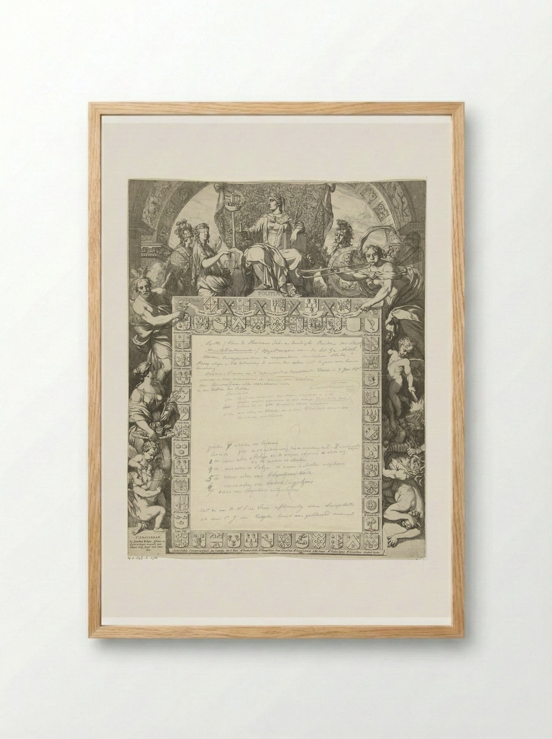 Allegory on the Government of the City of Amsterdam - Gerard de Lairesse - Framed Print Wood