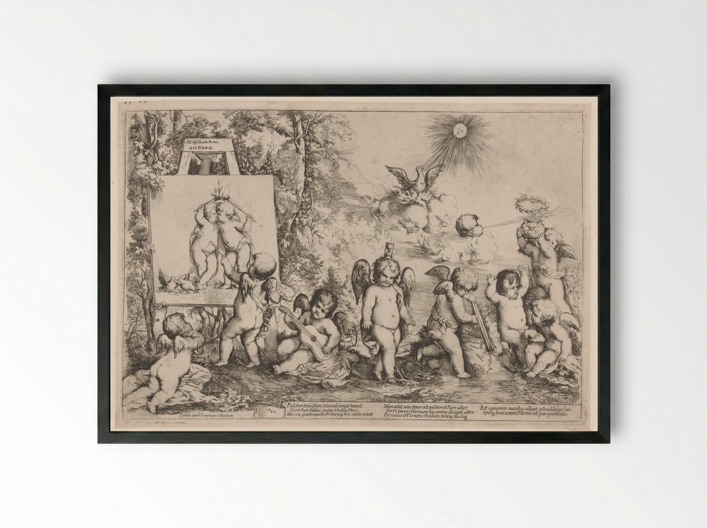 Allegory with Putti - Giovanni Andrea Podestà - Framed Print Black