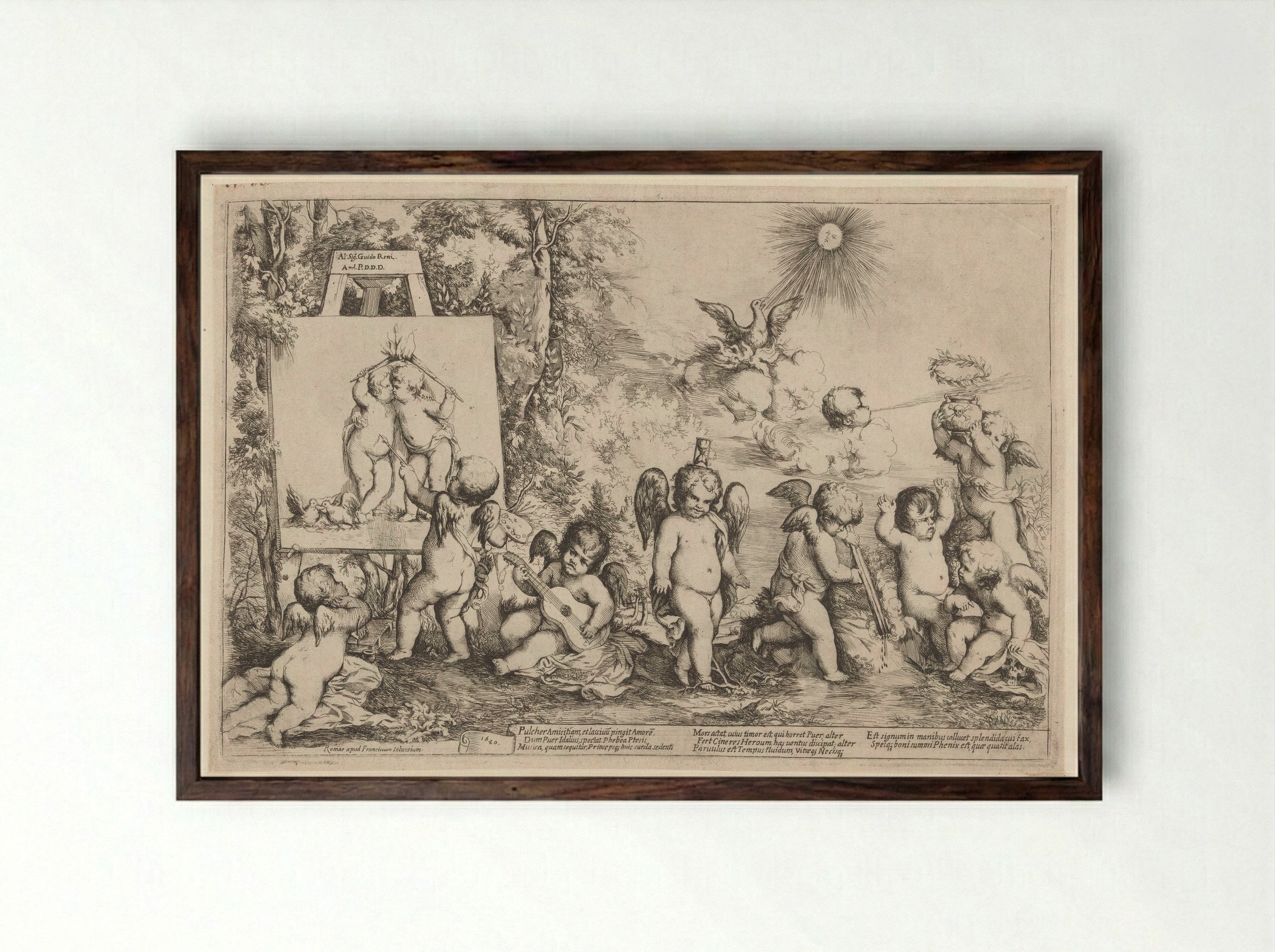 Allegory with Putti - Giovanni Andrea Podestà - Framed Print Dark Wood
