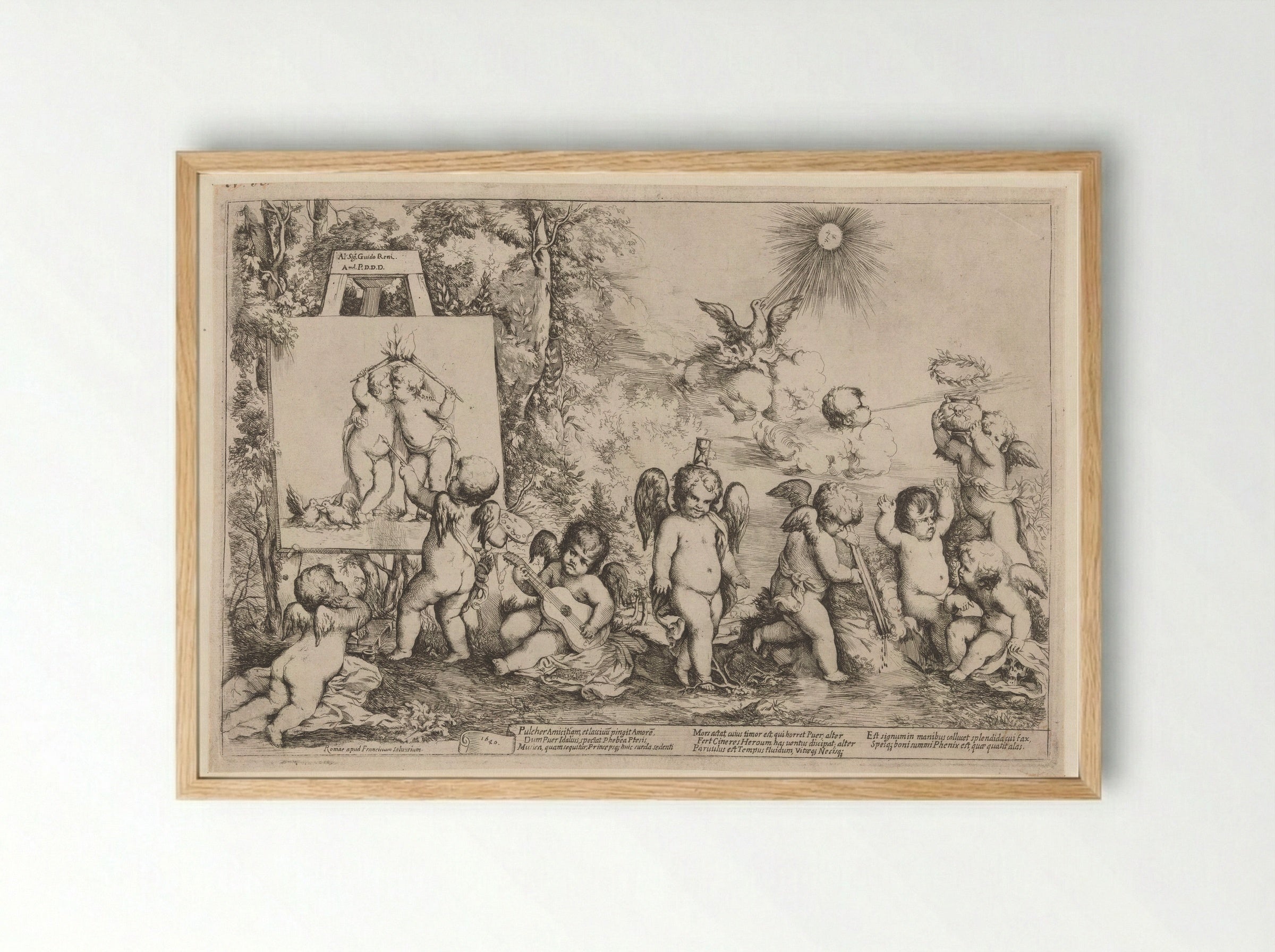 Allegory with Putti - Giovanni Andrea Podestà - Framed Print Wood