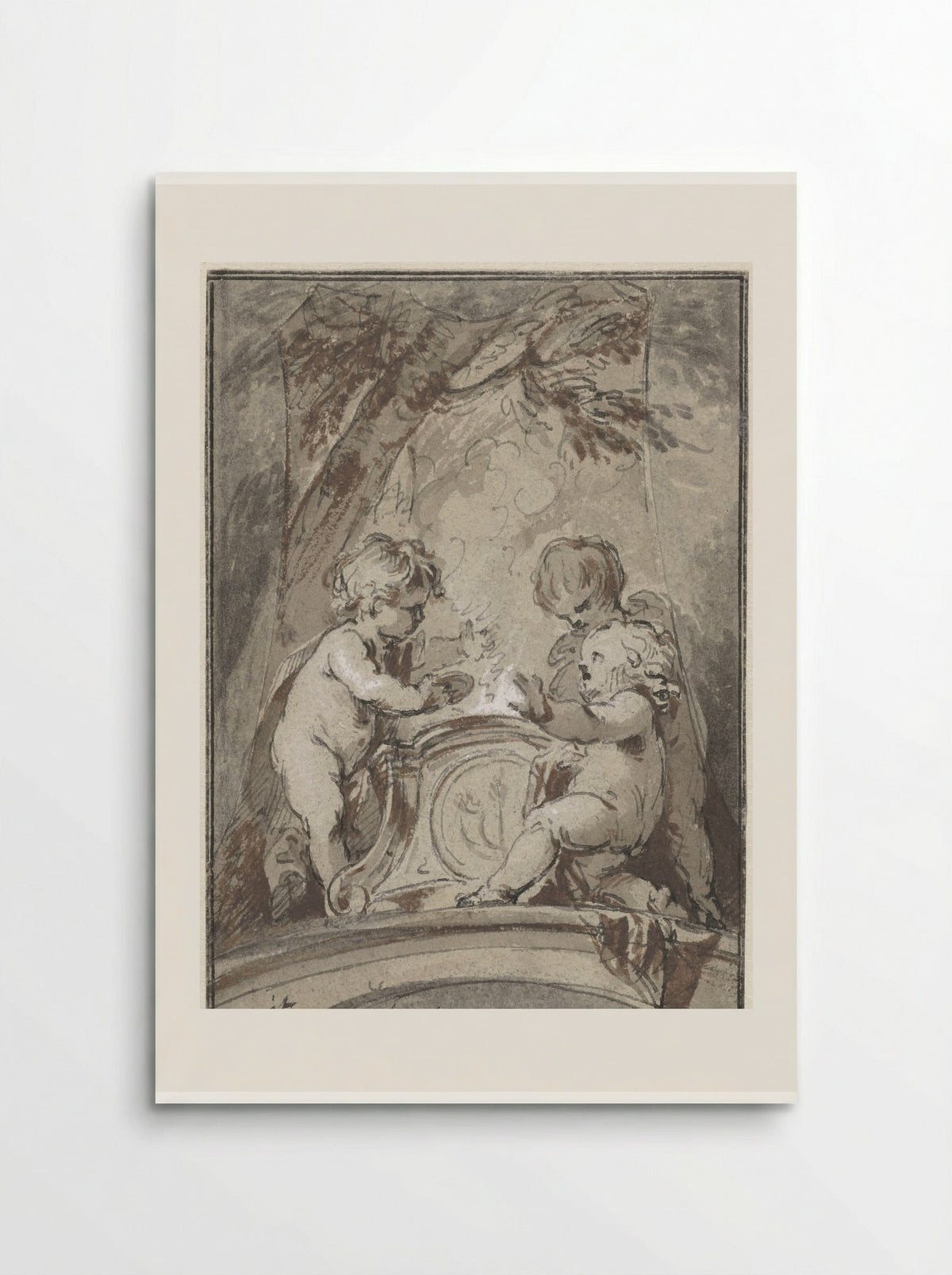 Allegory with Three Putti at an Altar - Jacob de Wit - Poster