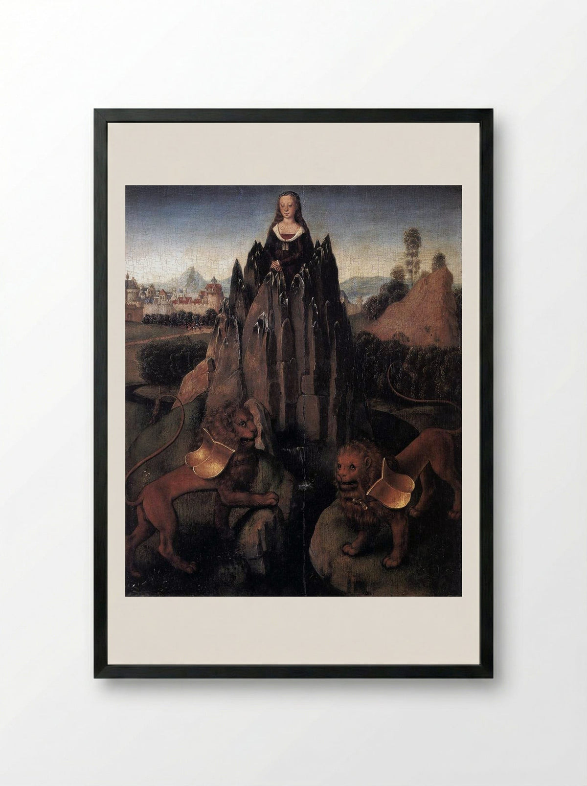 Allegory with a Virgin - Hans Memling - Framed Print Black