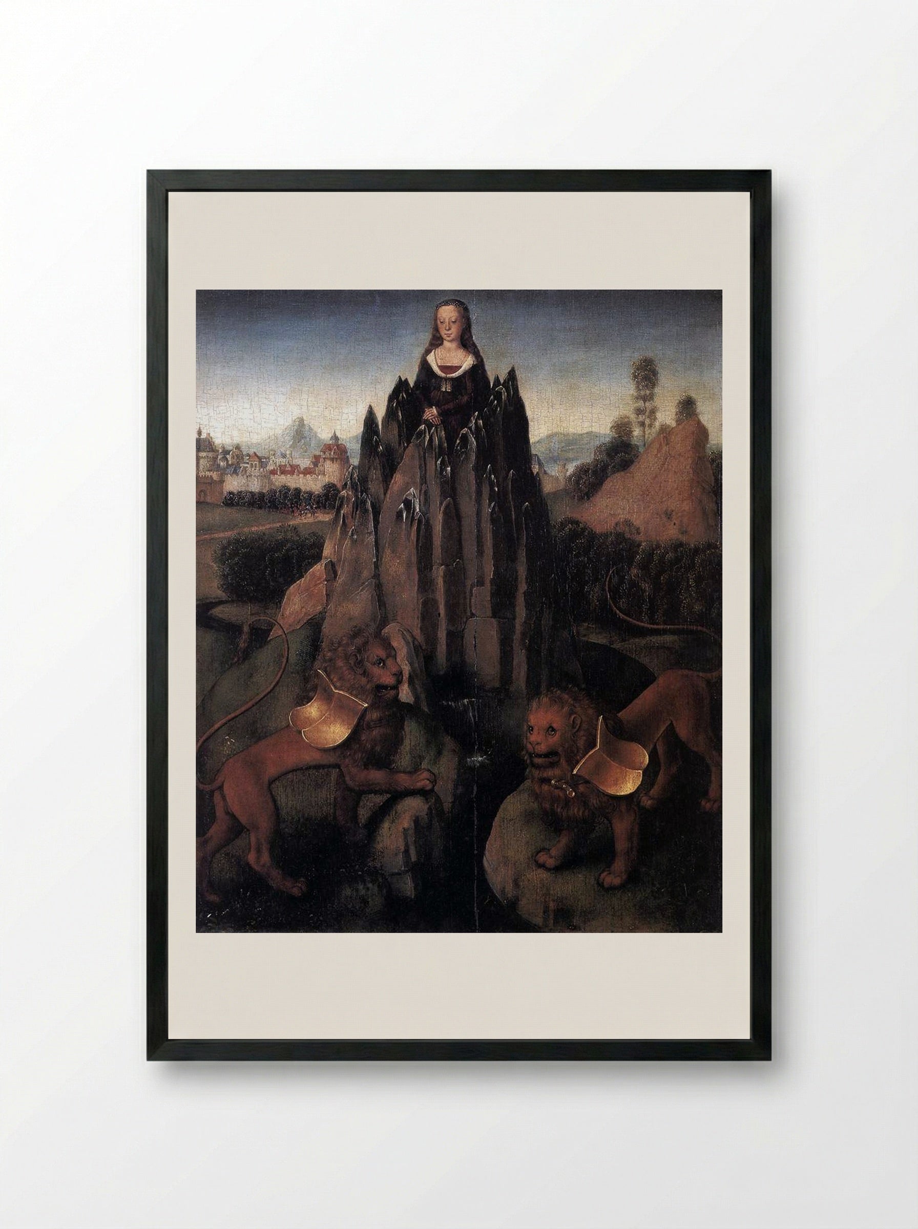 Allegory with a Virgin - Hans Memling - Framed Print Black