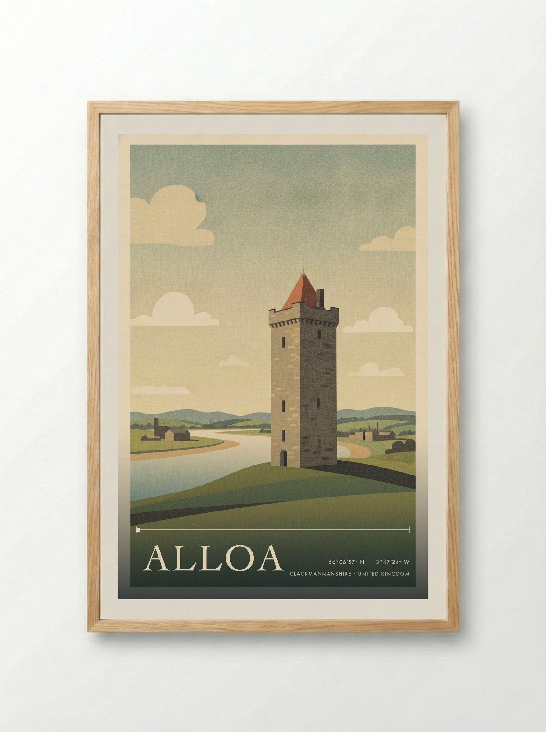 Alloa Clackmannanshire United Kingdom Travel Poster - Framed Print Wood